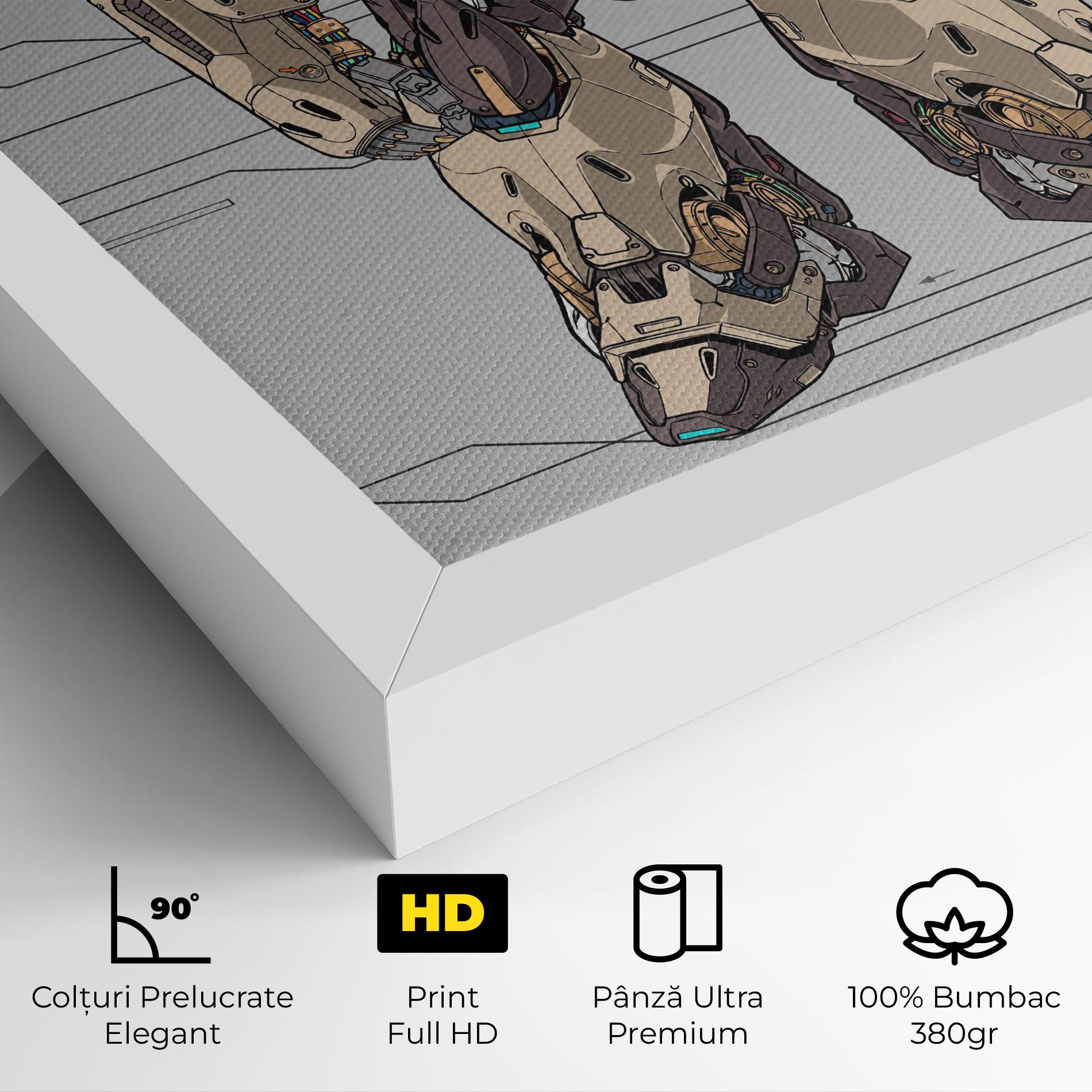 Tablou Canvas Cream Blue Robot mockup 4