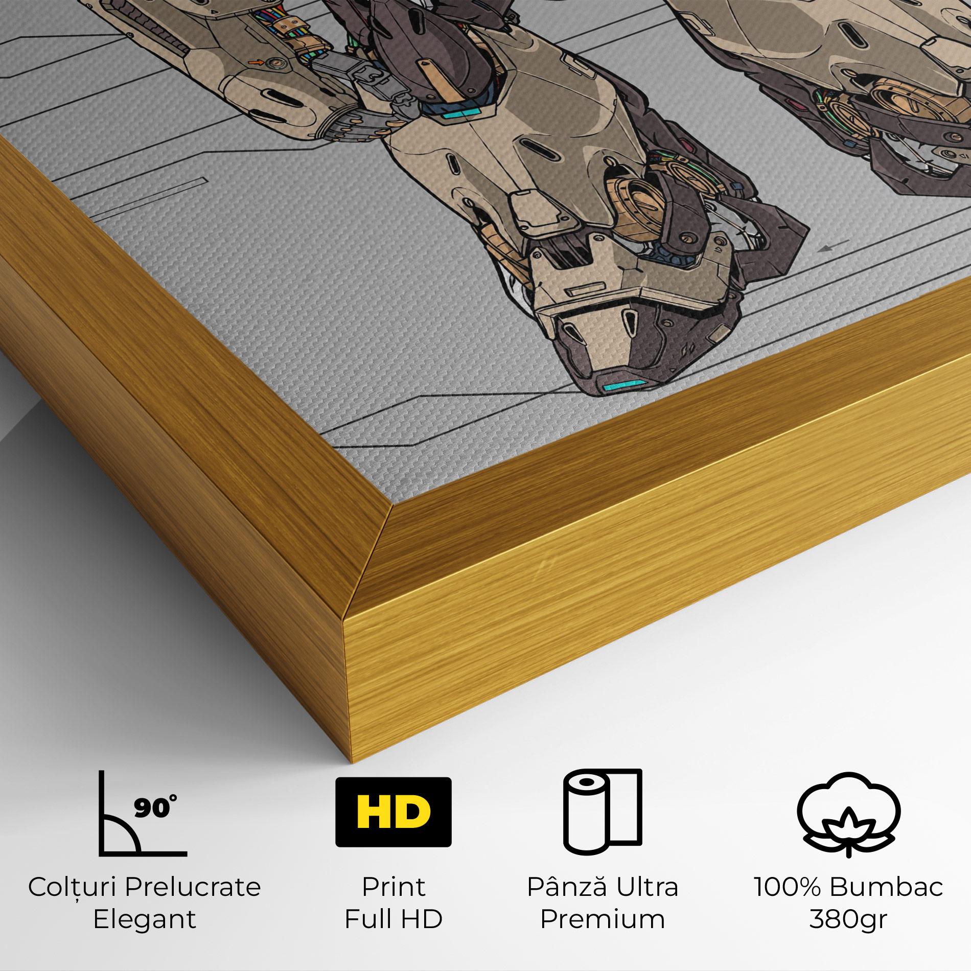 Tablou Canvas Cream Blue Robot mockup 4