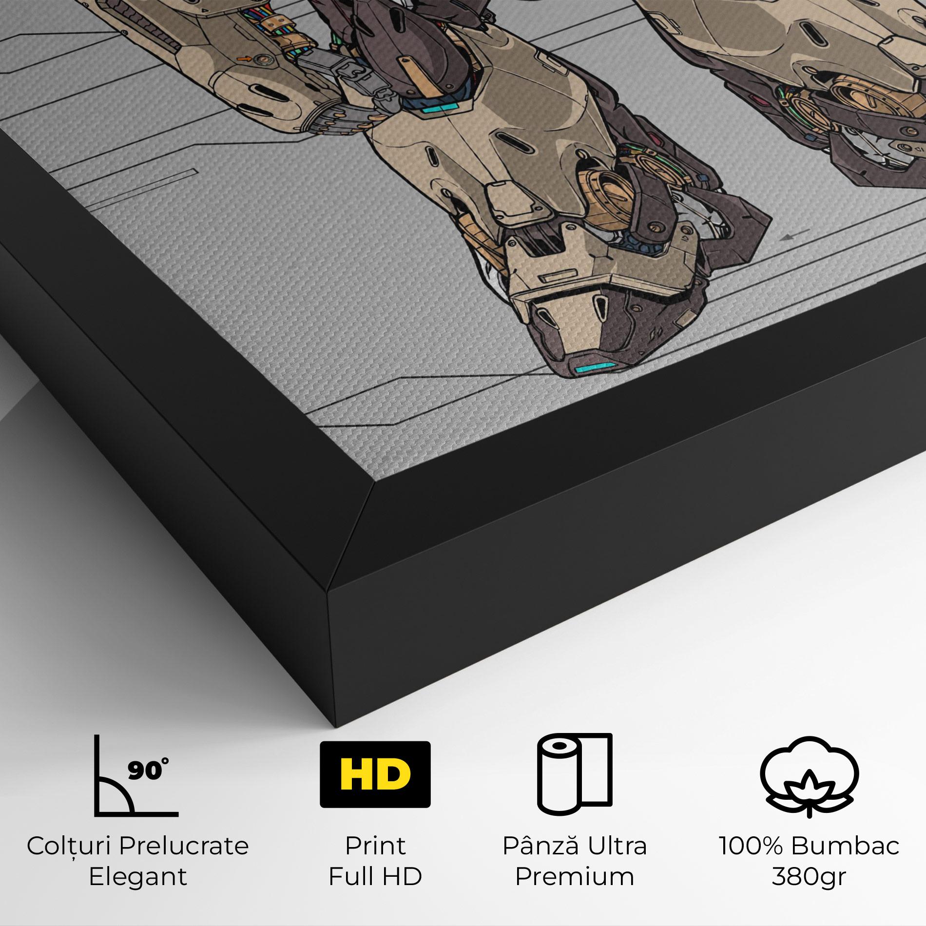 Tablou Canvas Cream Blue Robot mockup 4