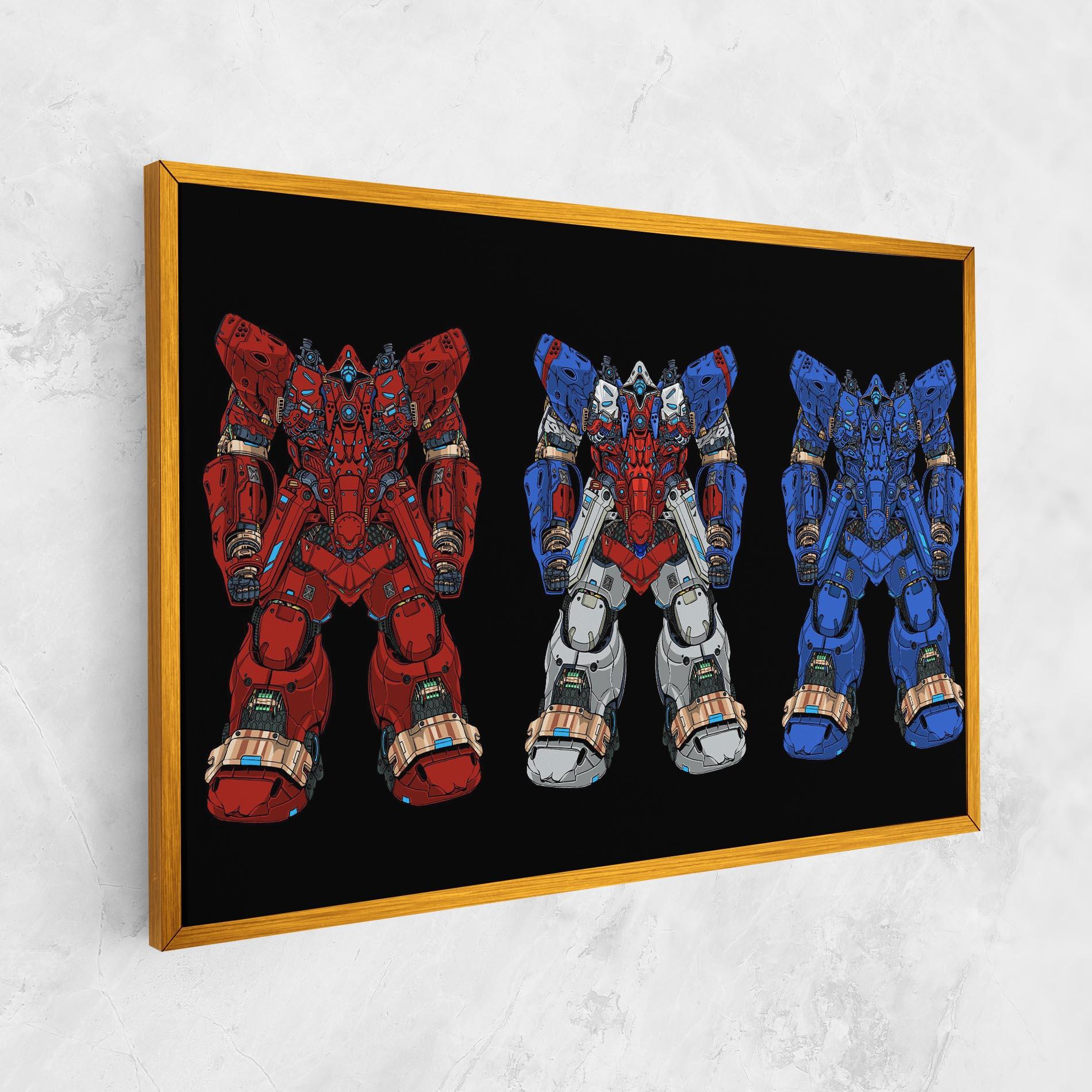 Tablou Canvas Blue Red Robots mockup 1
