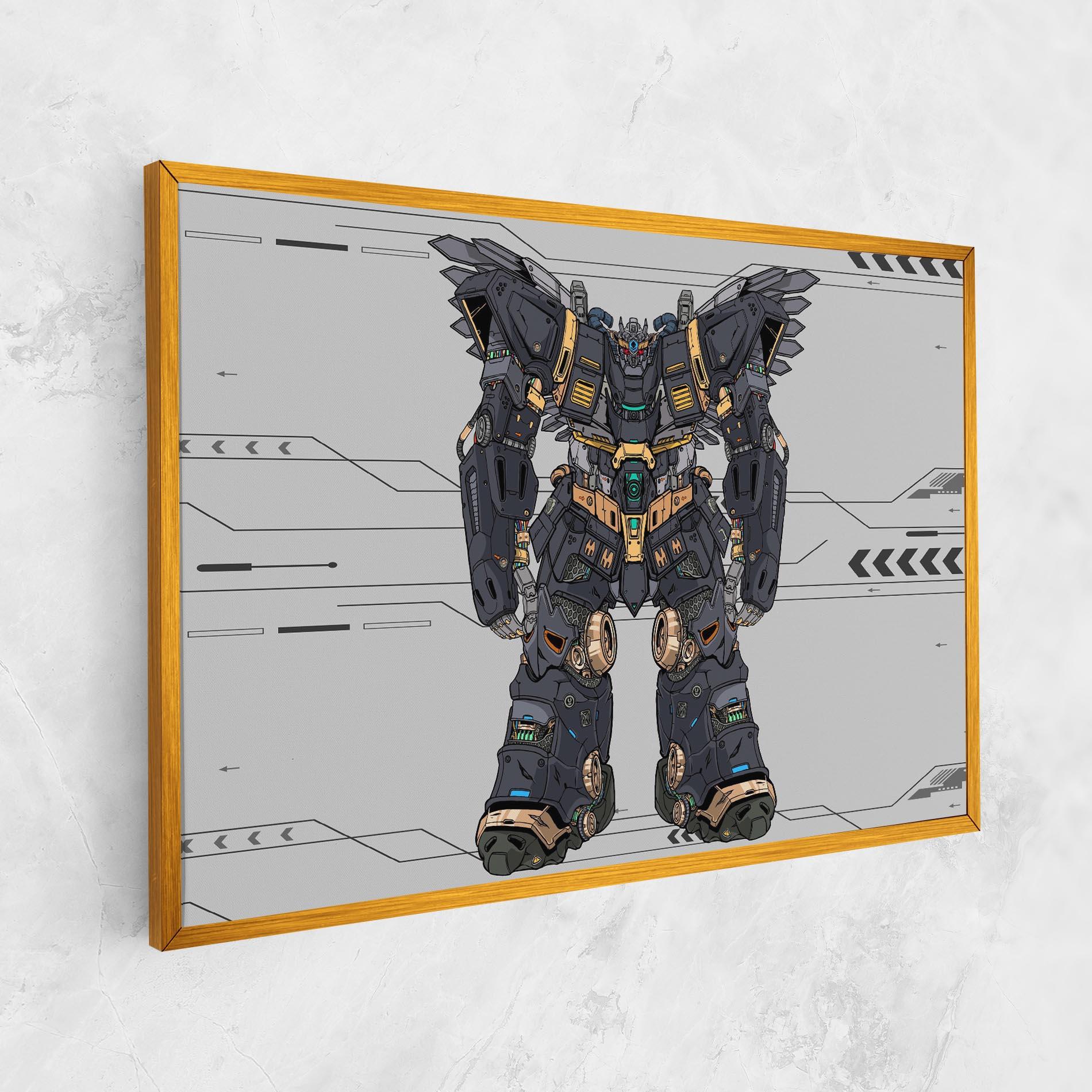 Tablou Canvas Grey Yelloy Robot mockup 1