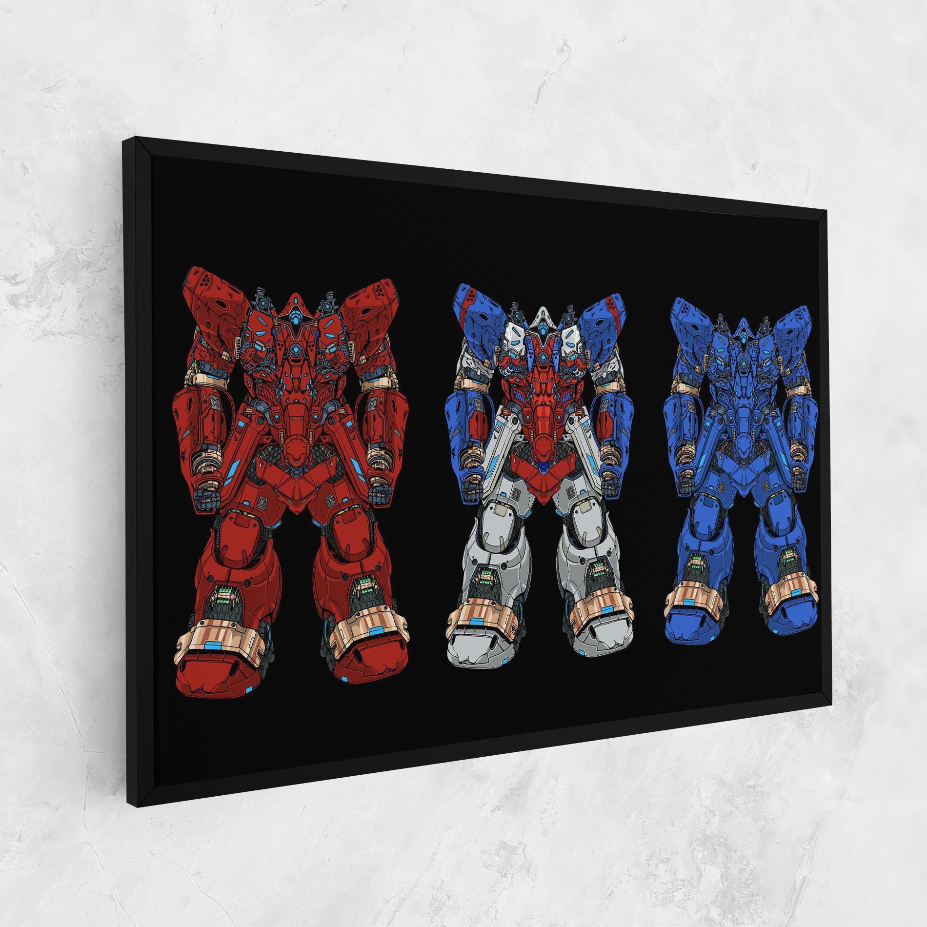 Tablou Canvas Blue Red Robots mockup 1