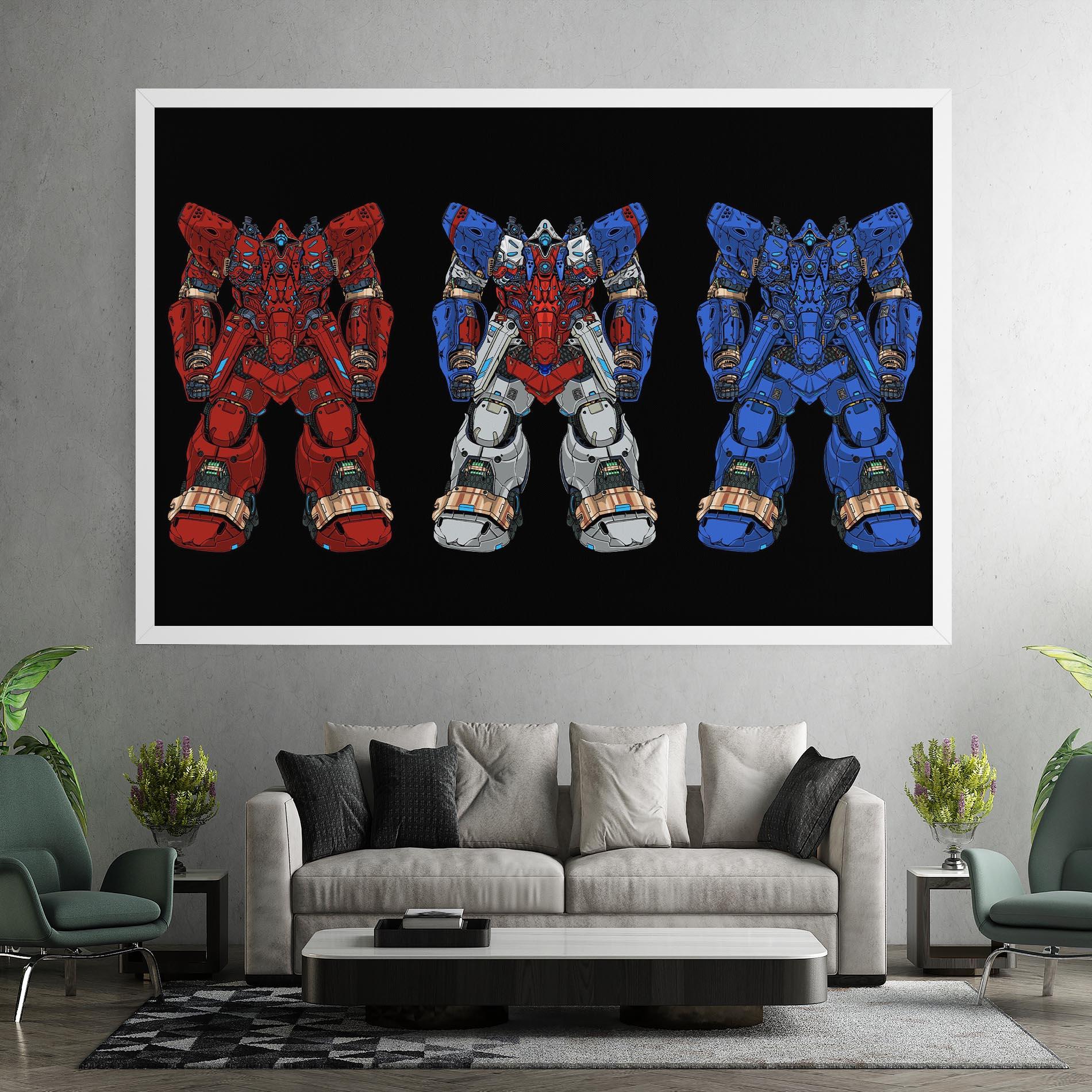Tablou Canvas Blue Red Robots mockup 7