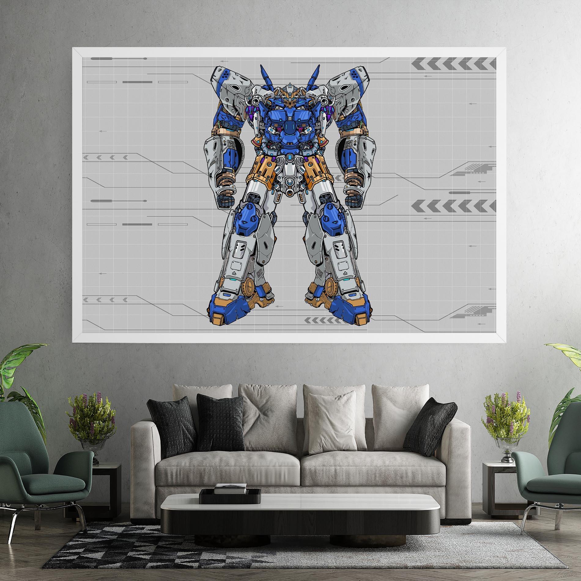 Tablou Canvas Blue Yellow Robot mockup 7