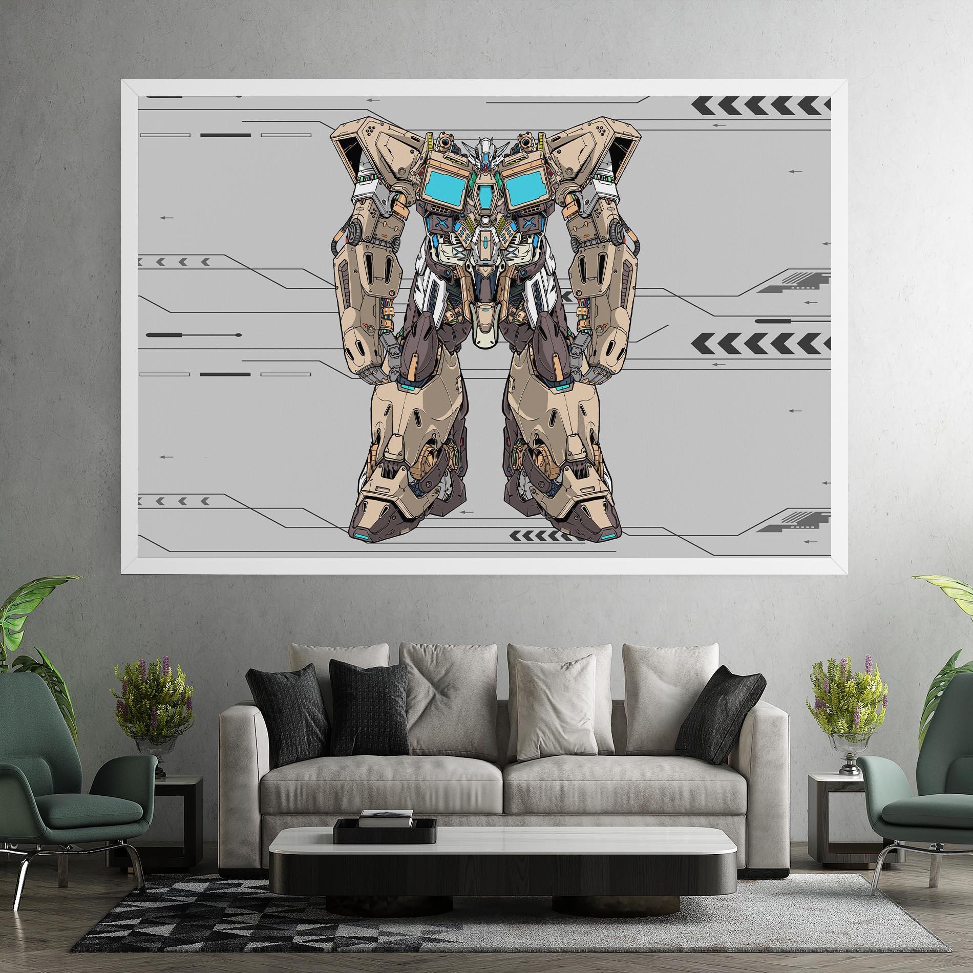 Tablou Canvas Cream Blue Robot mockup 7
