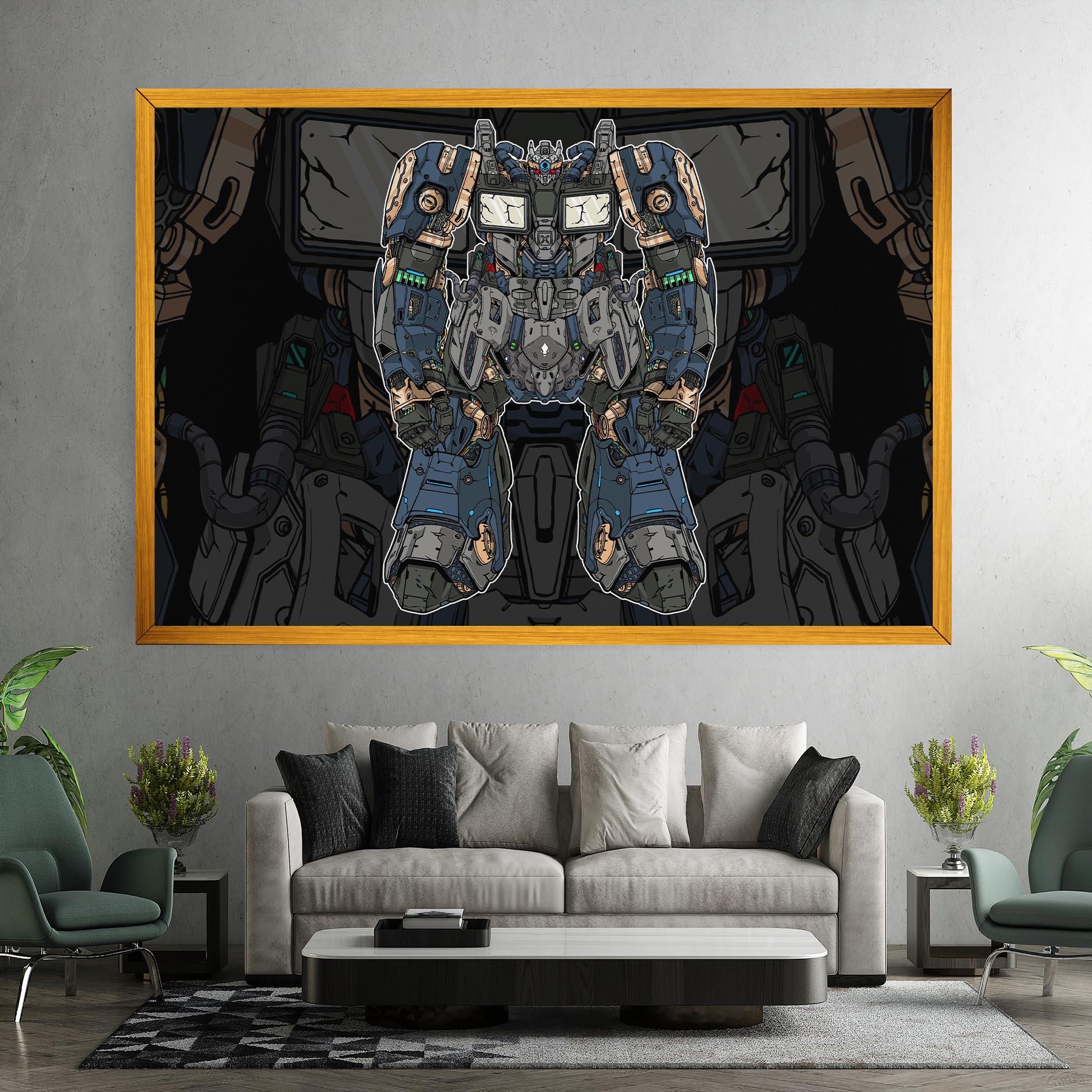 Tablou Canvas Blue Green Robot mockup 7
