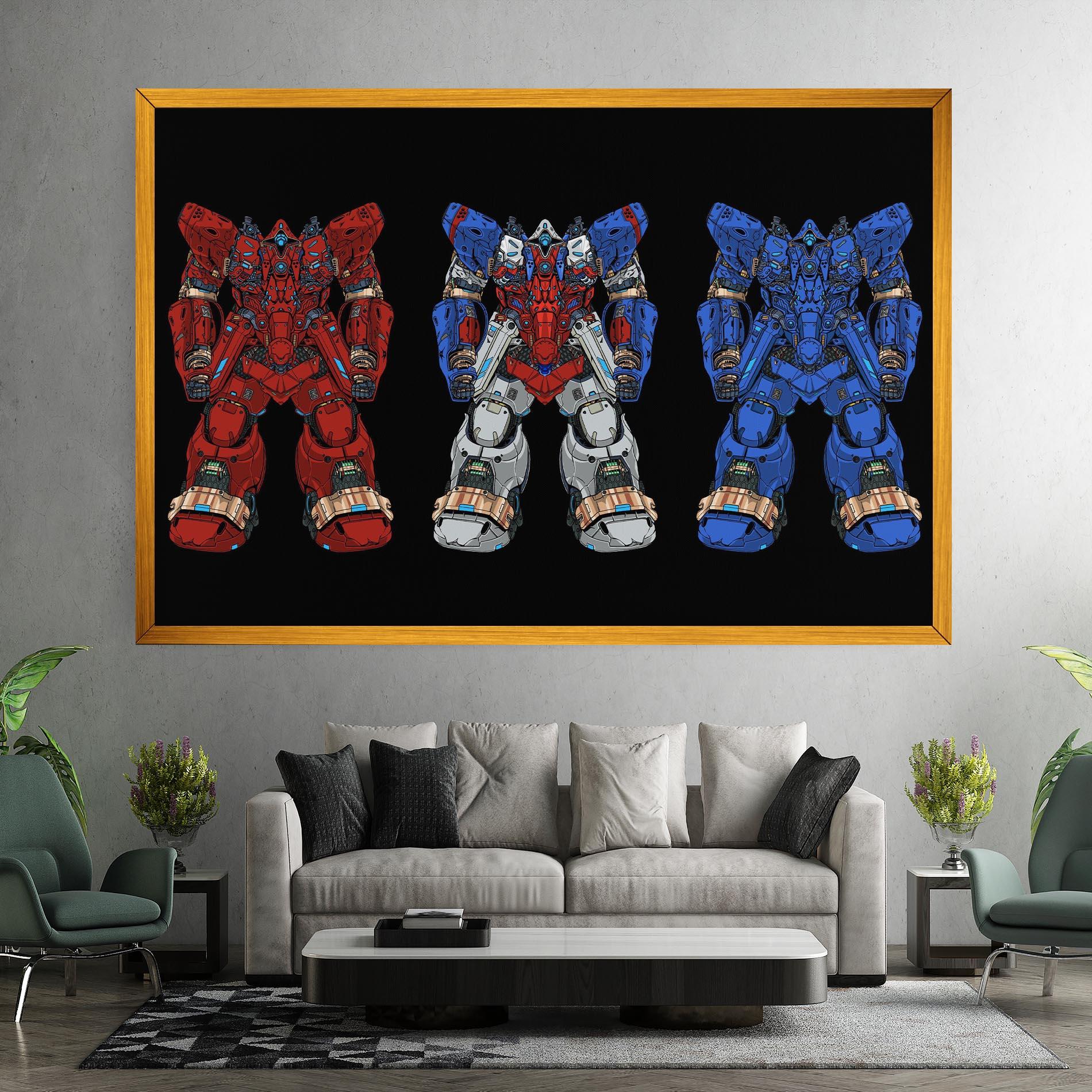 Tablou Canvas Blue Red Robots mockup 7