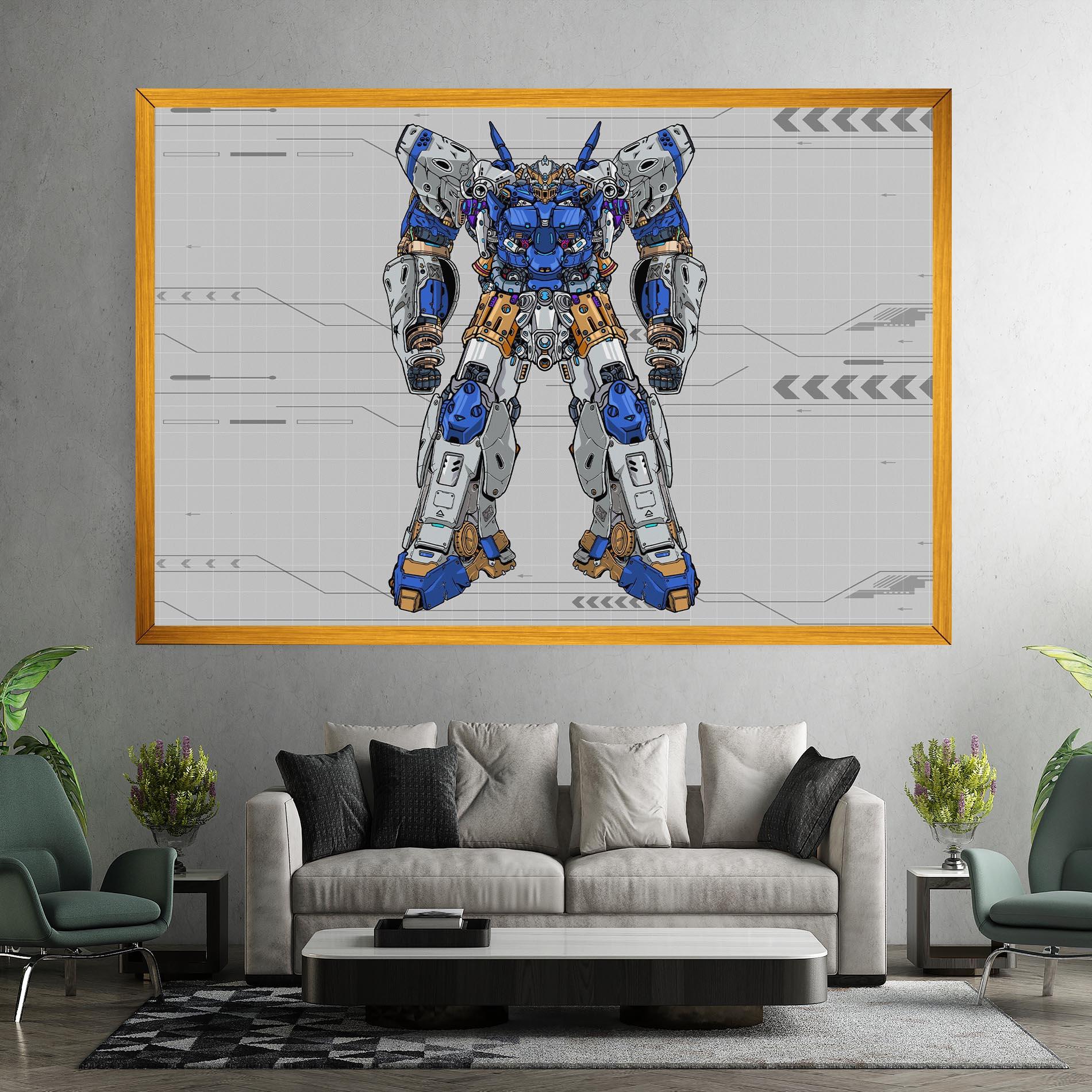 Tablou Canvas Blue Yellow Robot mockup 7