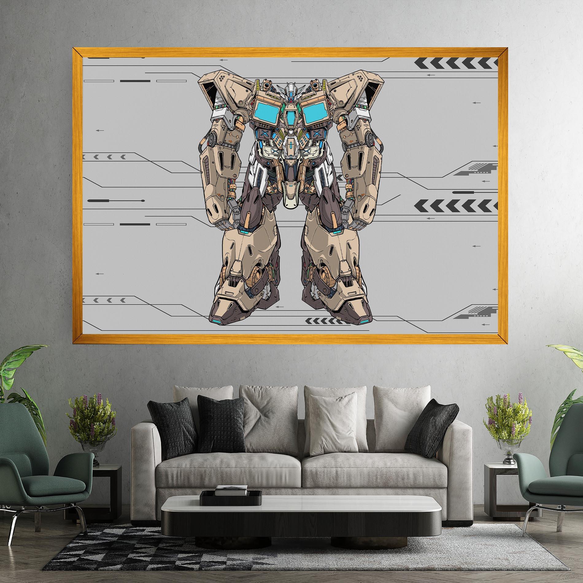 Tablou Canvas Cream Blue Robot mockup 7