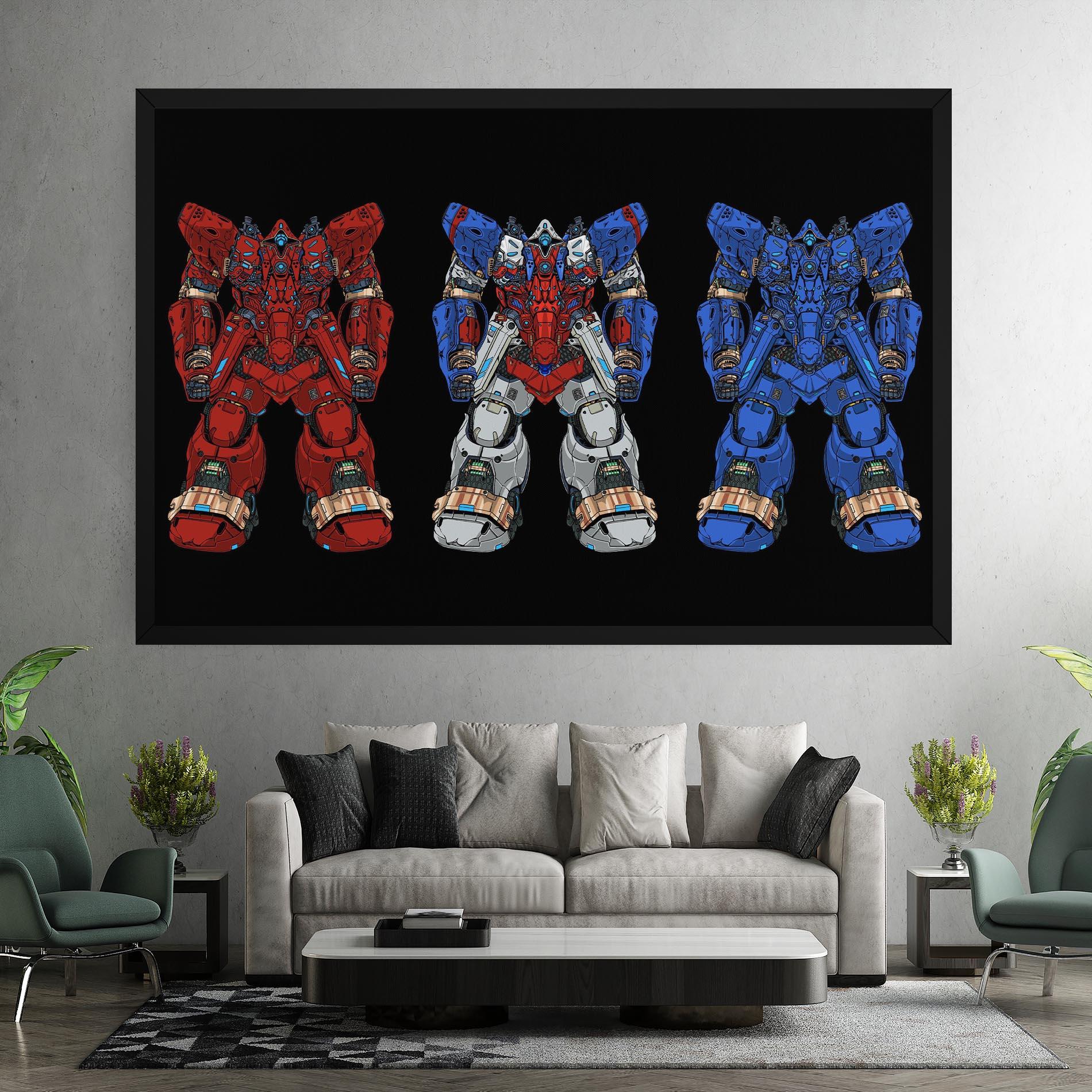 Tablou Canvas Blue Red Robots mockup 7