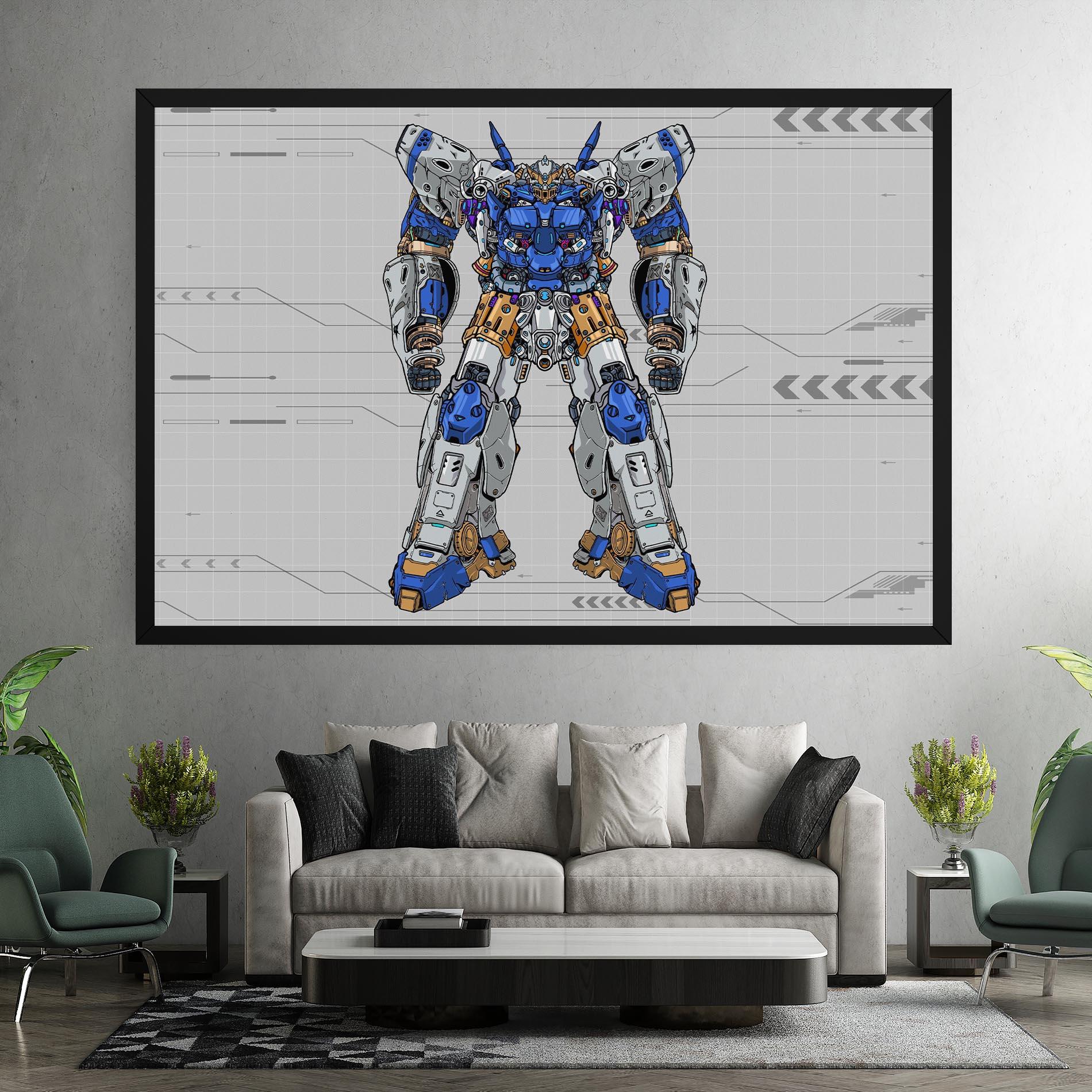 Tablou Canvas Blue Yellow Robot mockup 7