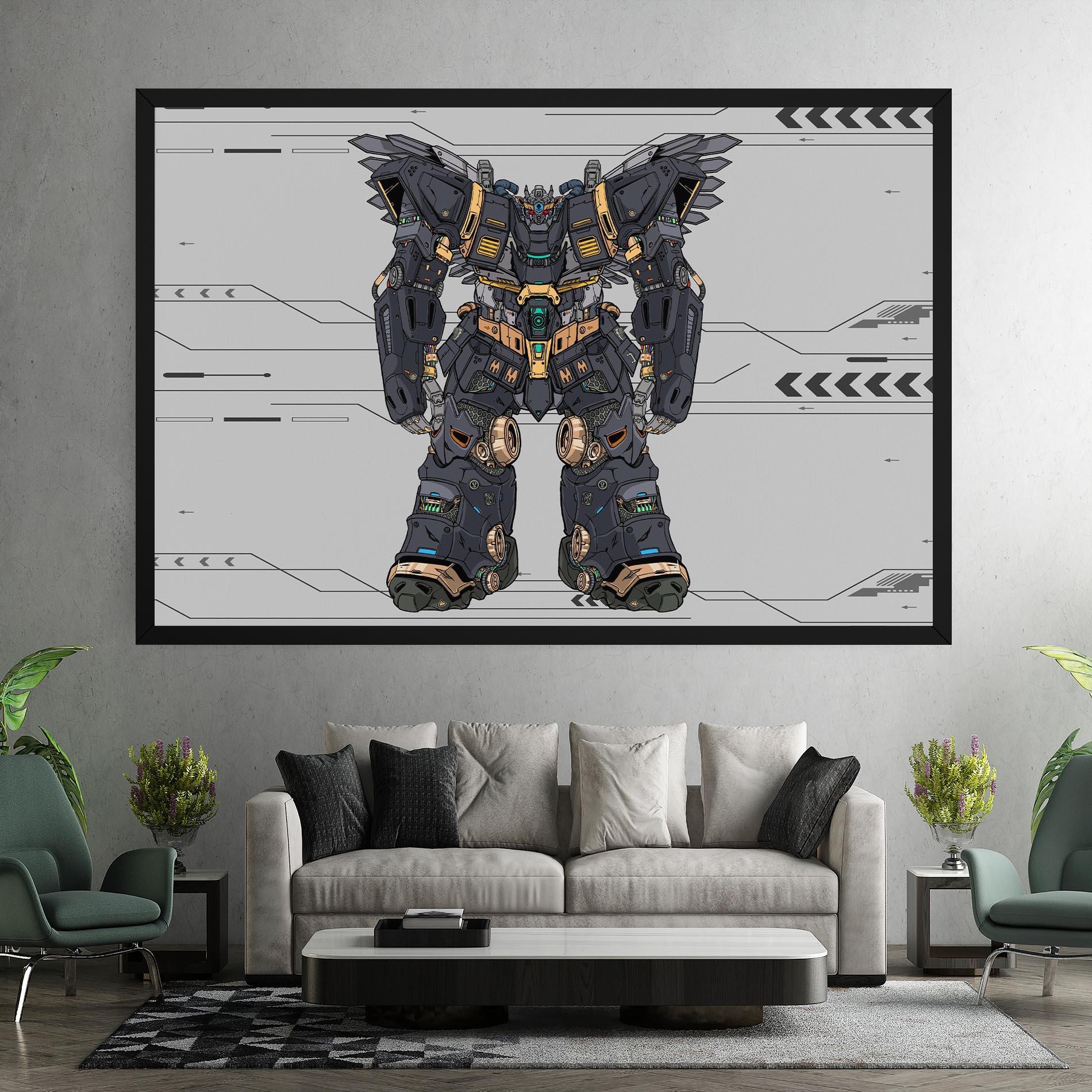 Tablou Canvas Grey Yelloy Robot mockup 7