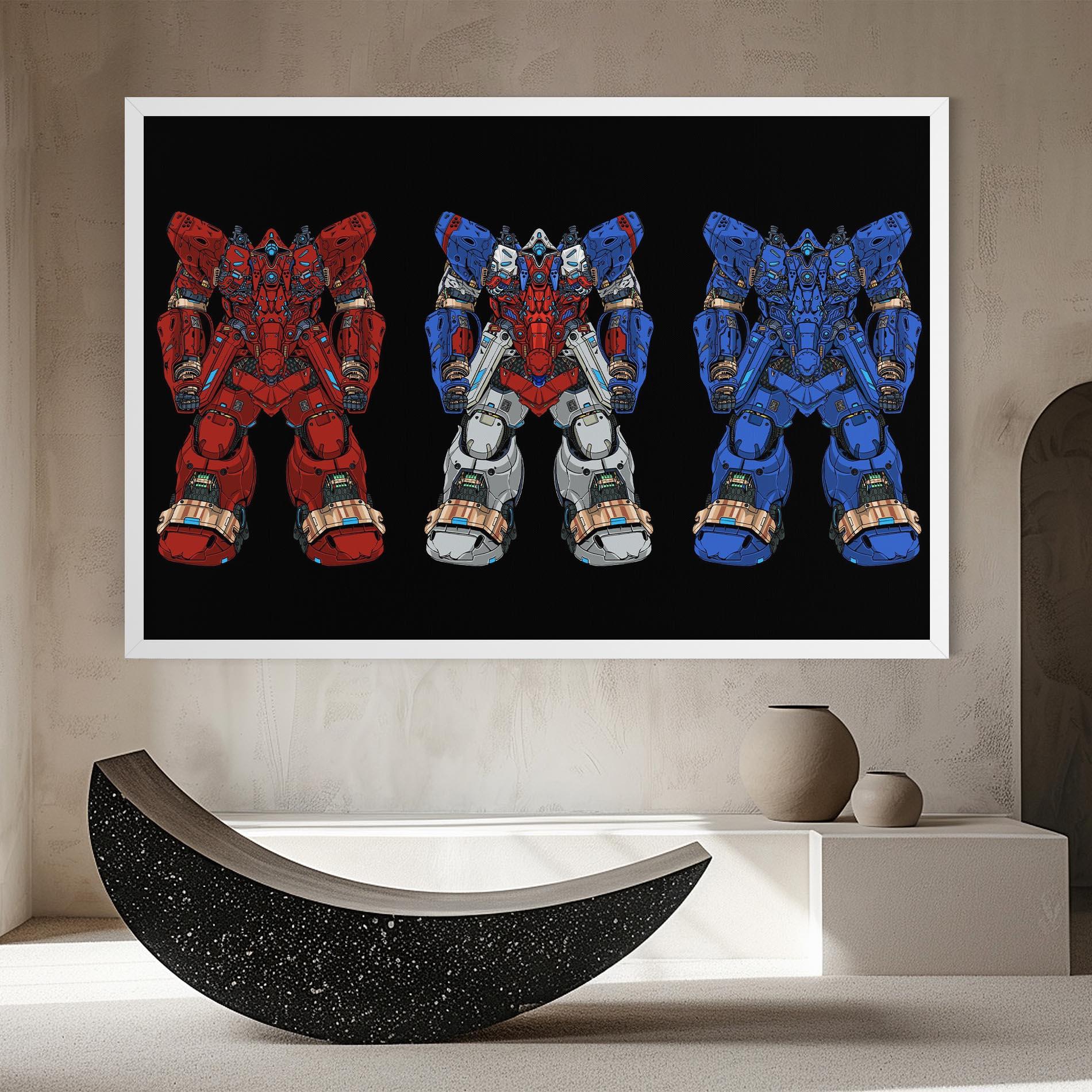 Tablou Canvas Blue Red Robots mockup 8
