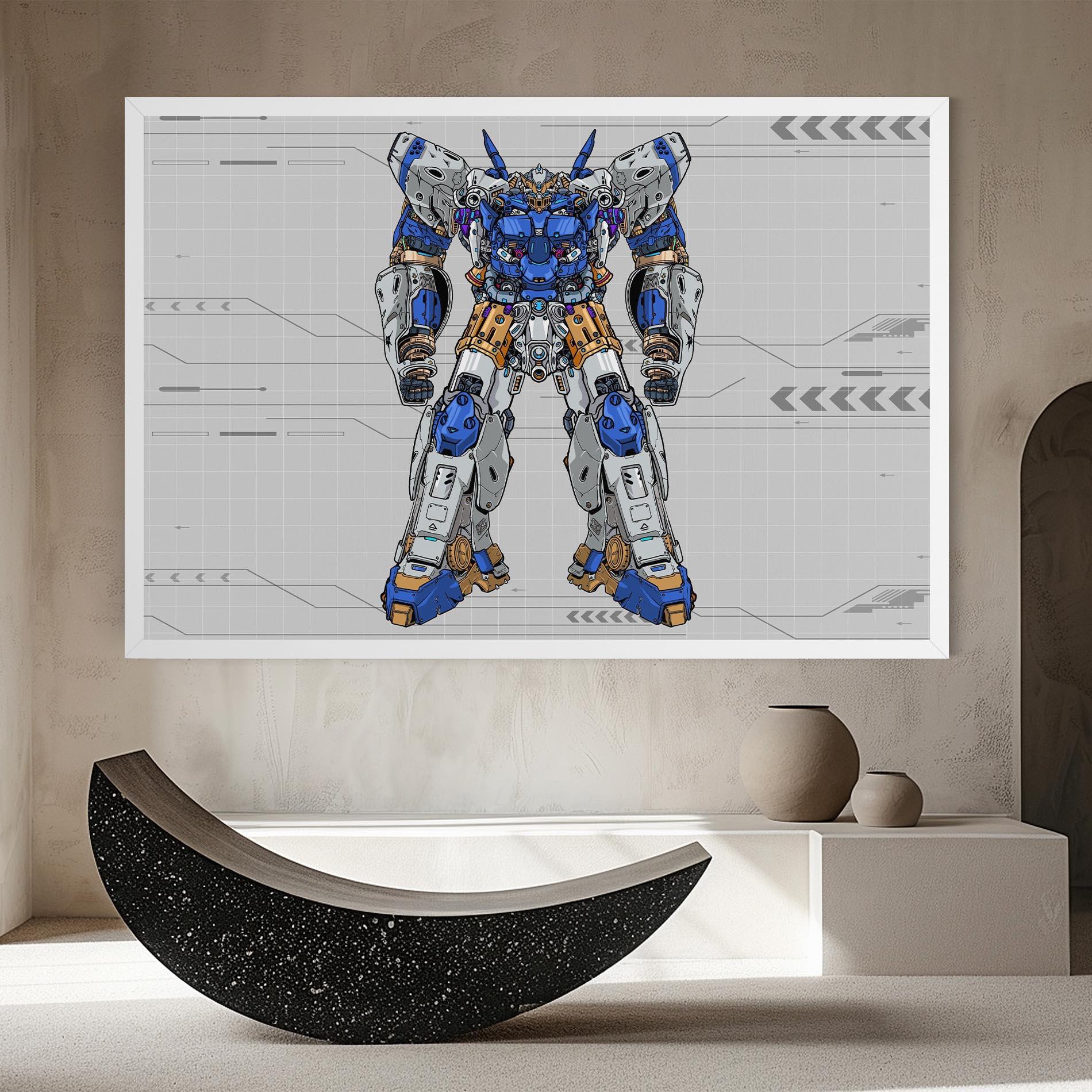 Tablou Canvas Blue Yellow Robot mockup 8