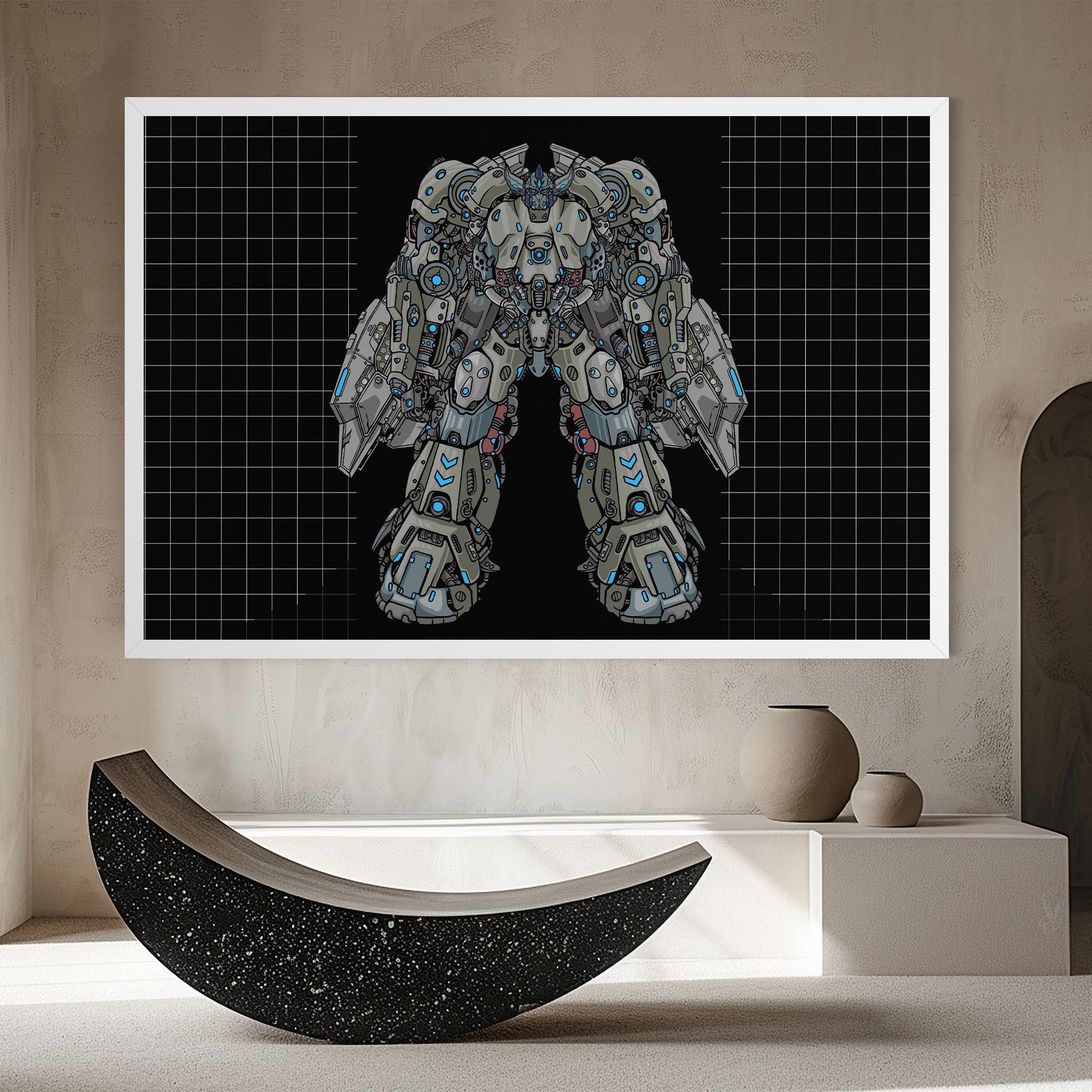 Tablou Canvas Grey Blue Robot mockup 8