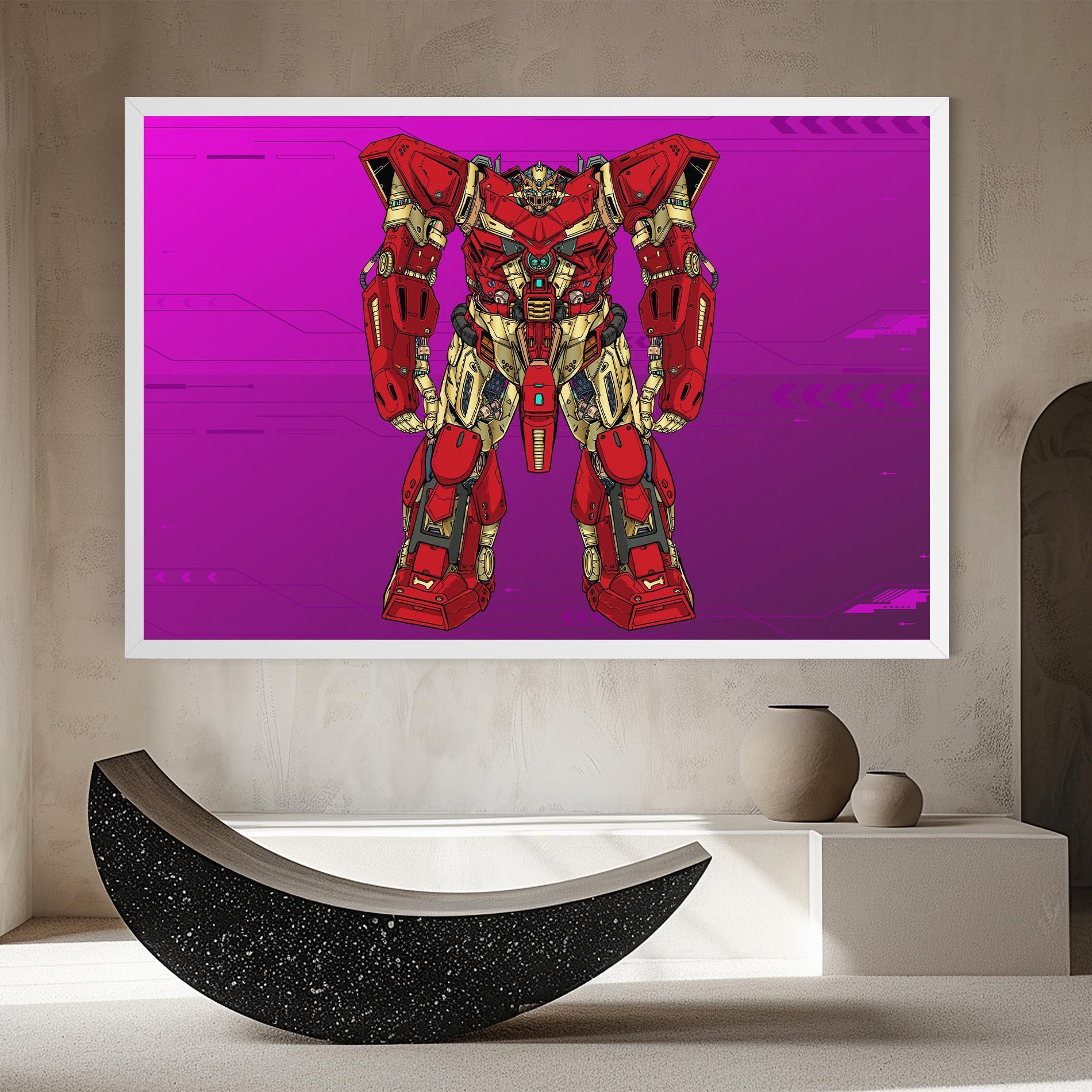 Tablou Canvas Red Cream Robot mockup 8