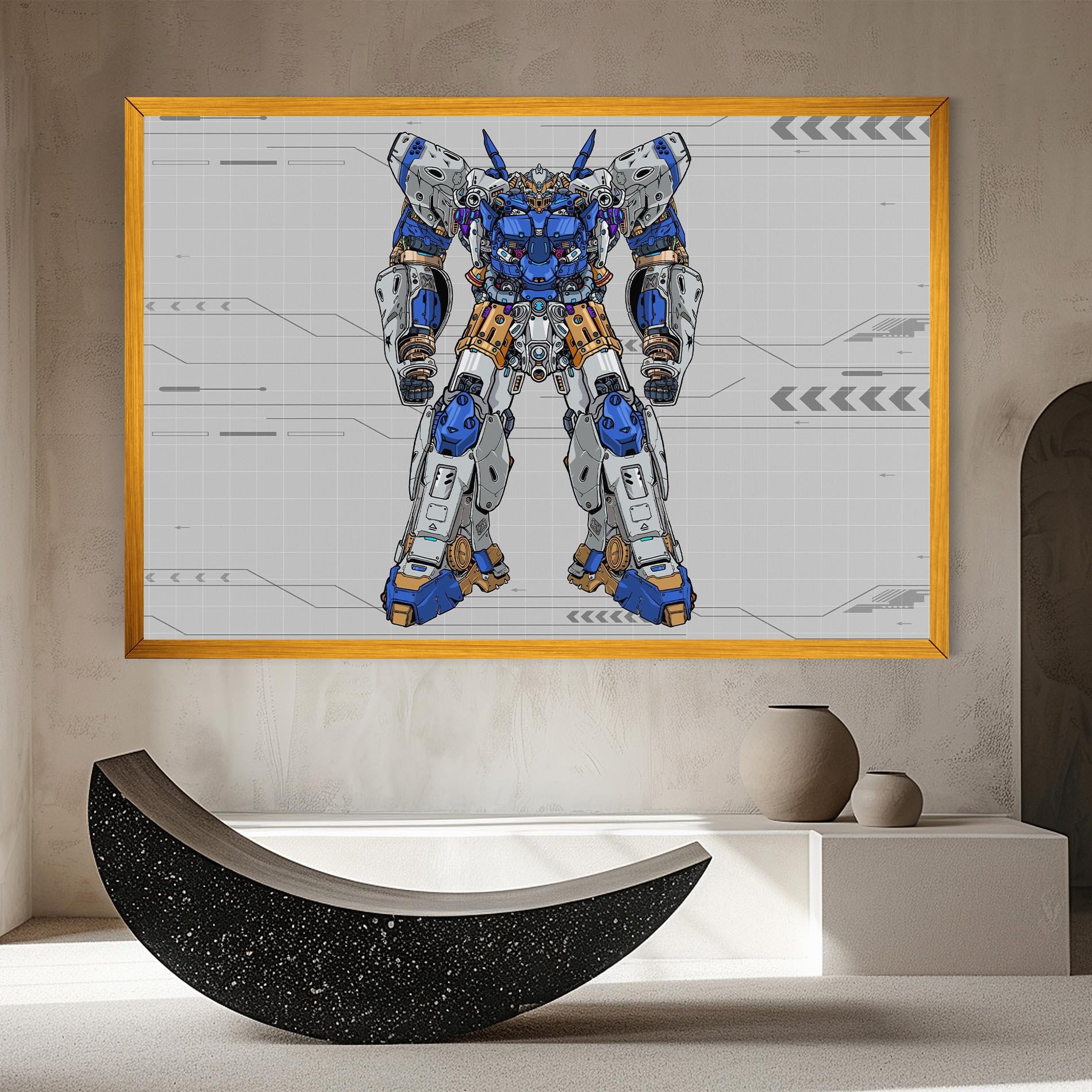 Tablou Canvas Blue Yellow Robot mockup 8
