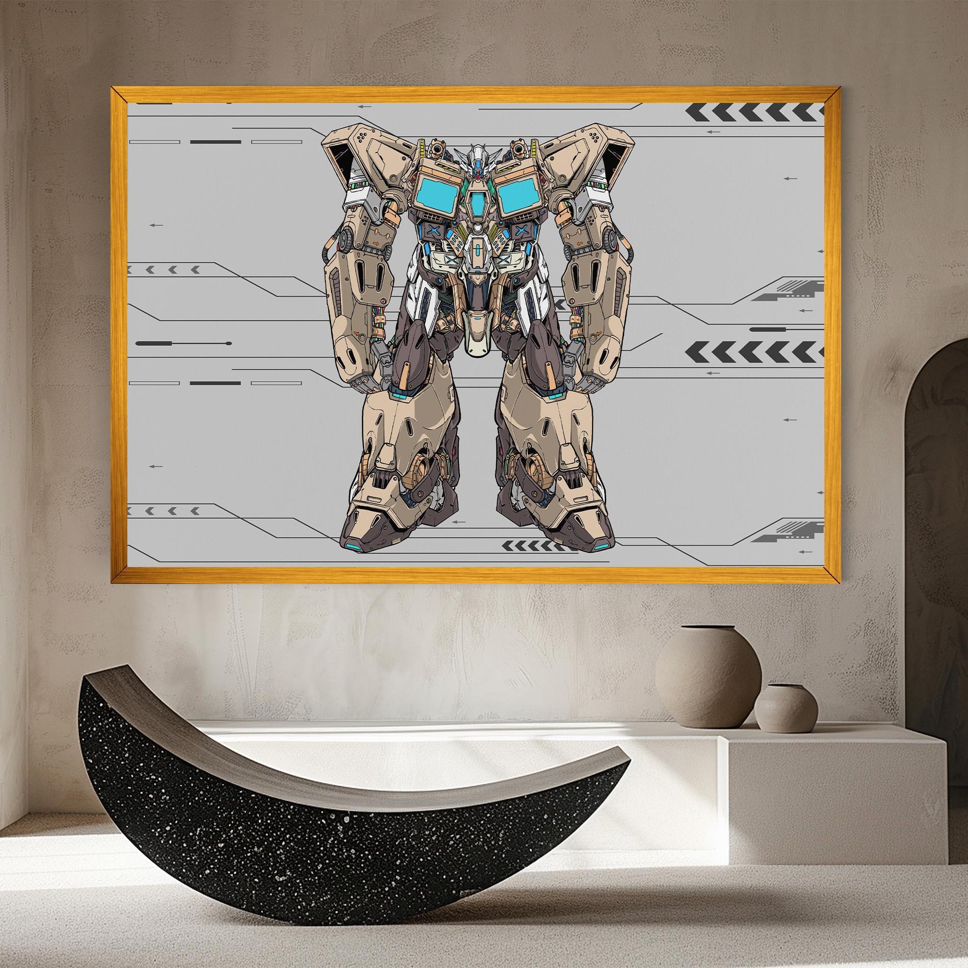 Tablou Canvas Cream Blue Robot mockup 8