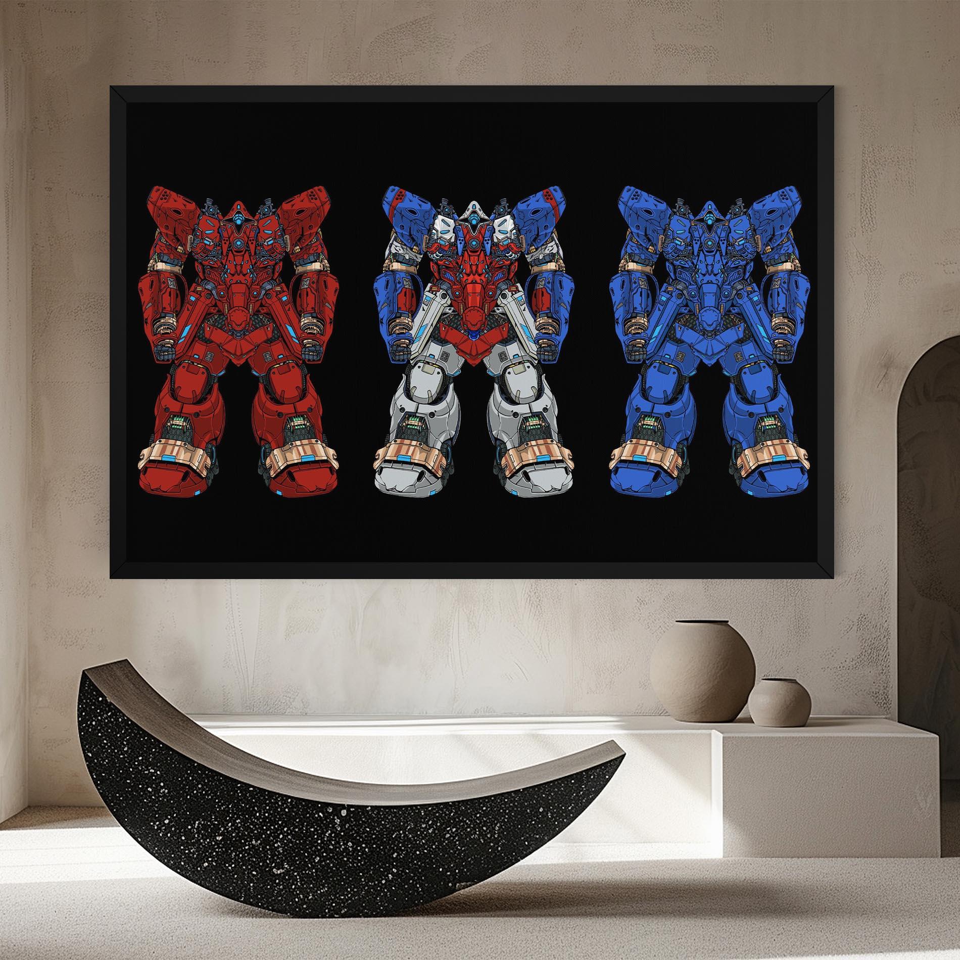 Tablou Canvas Blue Red Robots mockup 8