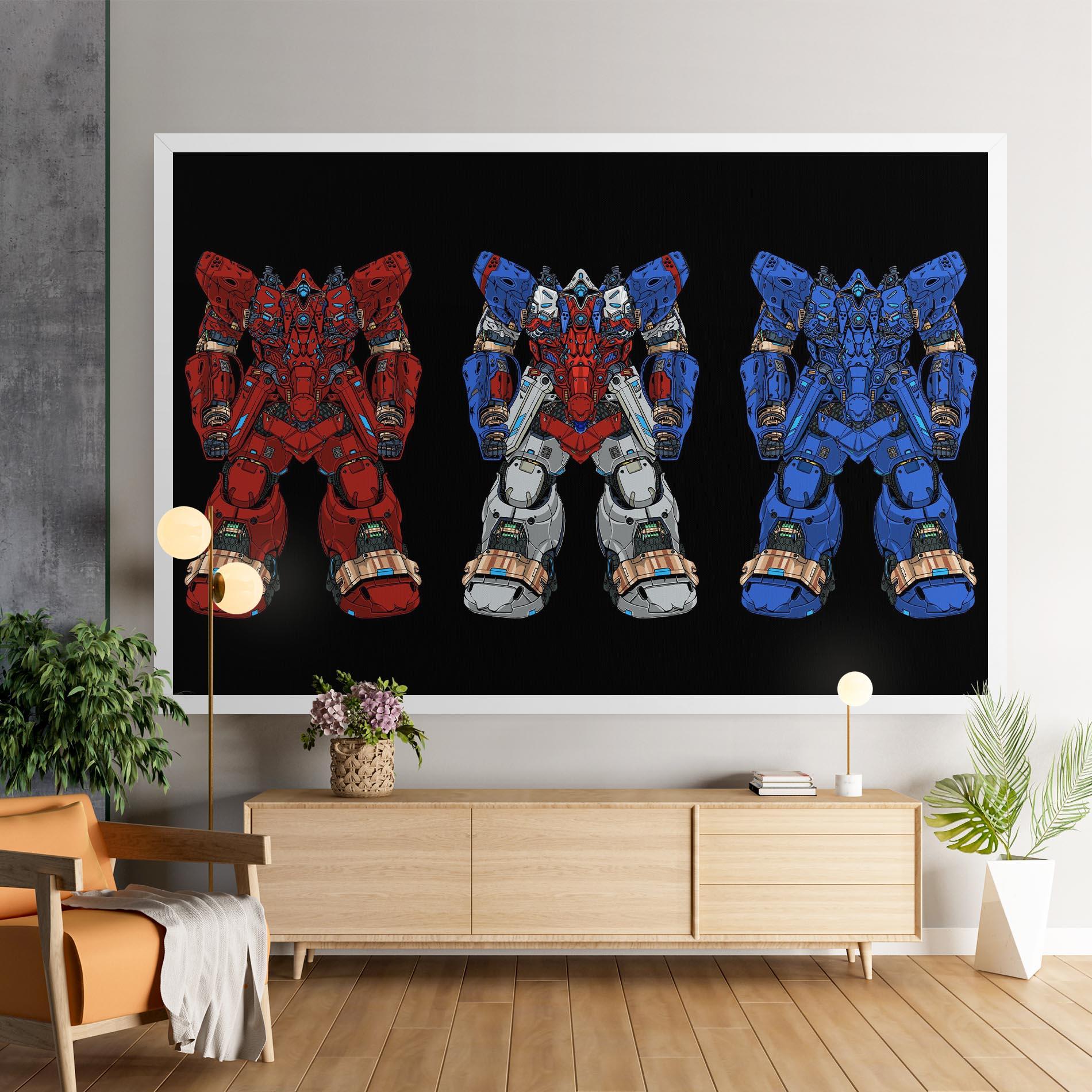 Tablou Canvas Blue Red Robots mockup 9