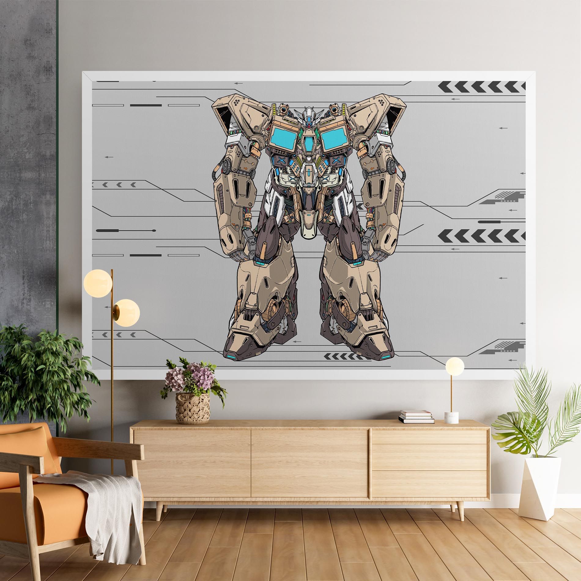 Cream Blue Robot mockup 9
