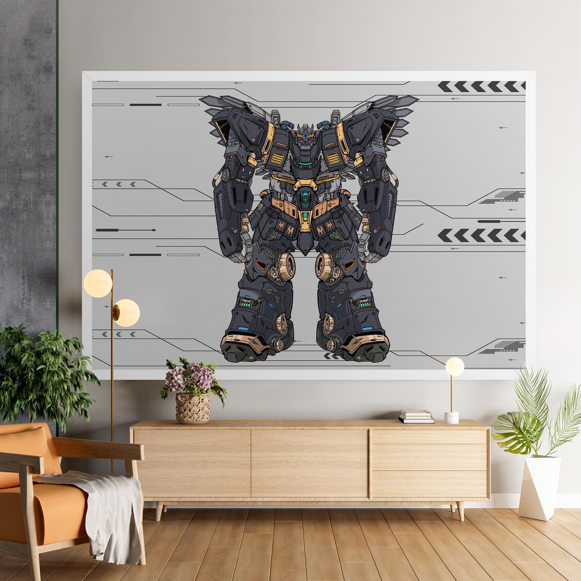 Tablou Canvas Grey Yelloy Robot mockup 9