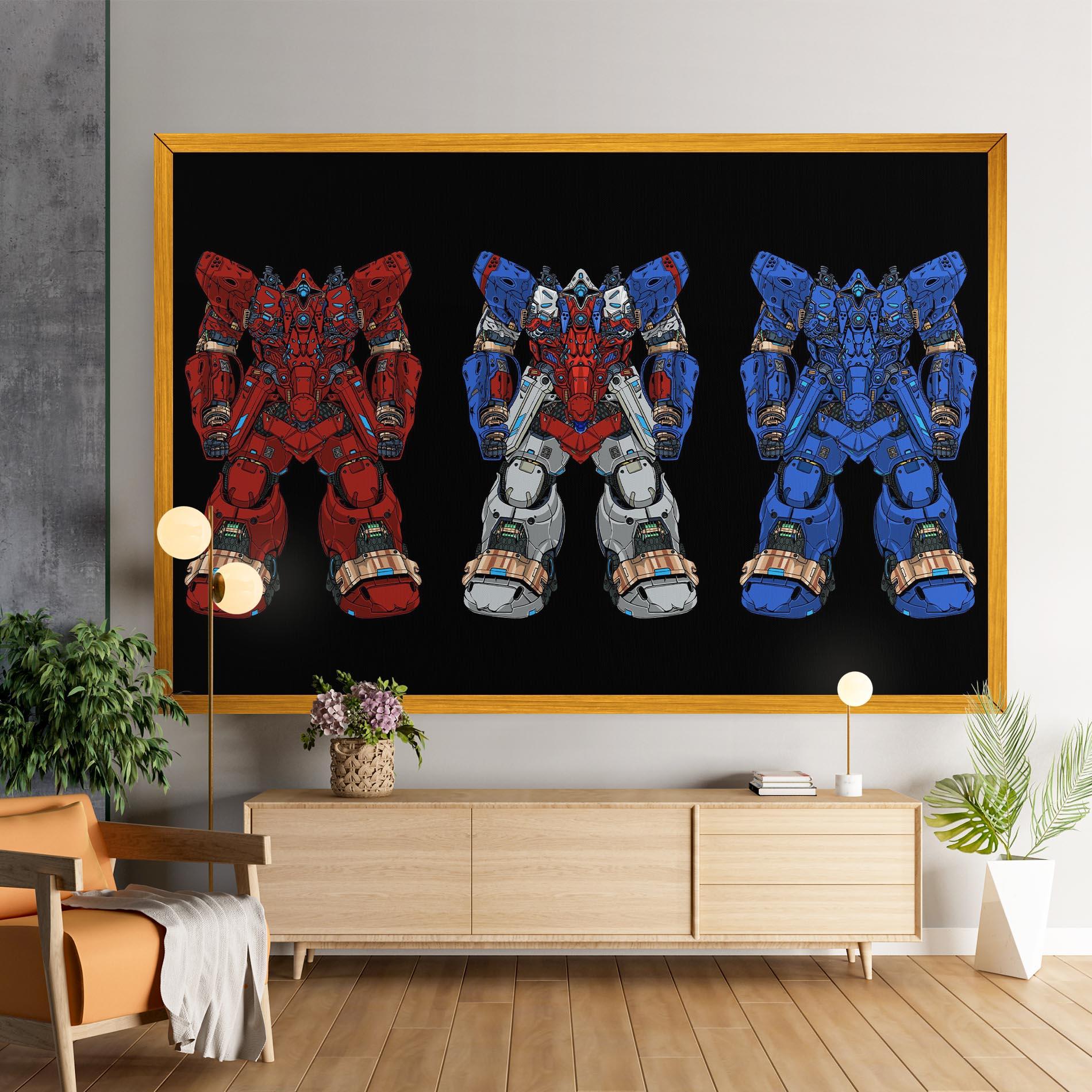 Tablou Canvas Blue Red Robots mockup 9