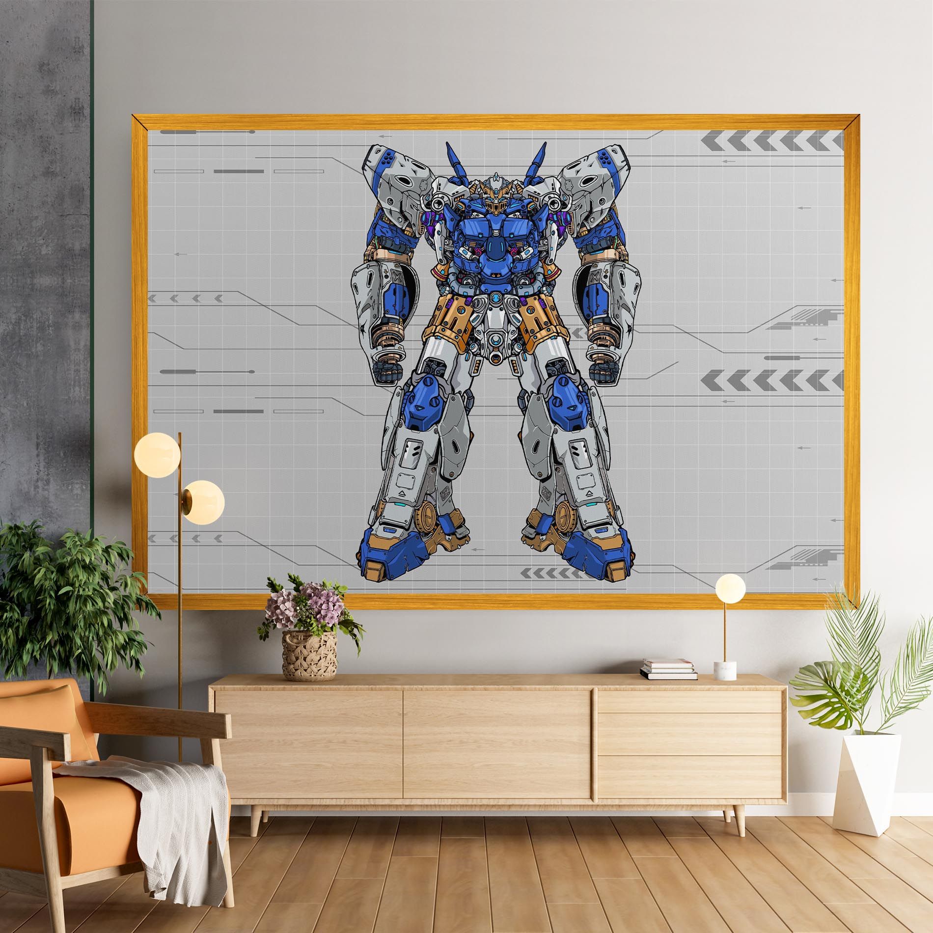 Blue Yellow Robot mockup 9