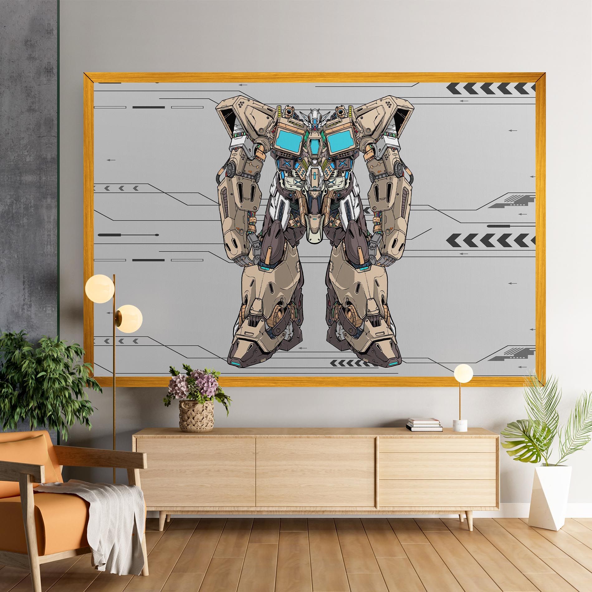 Cream Blue Robot mockup 9