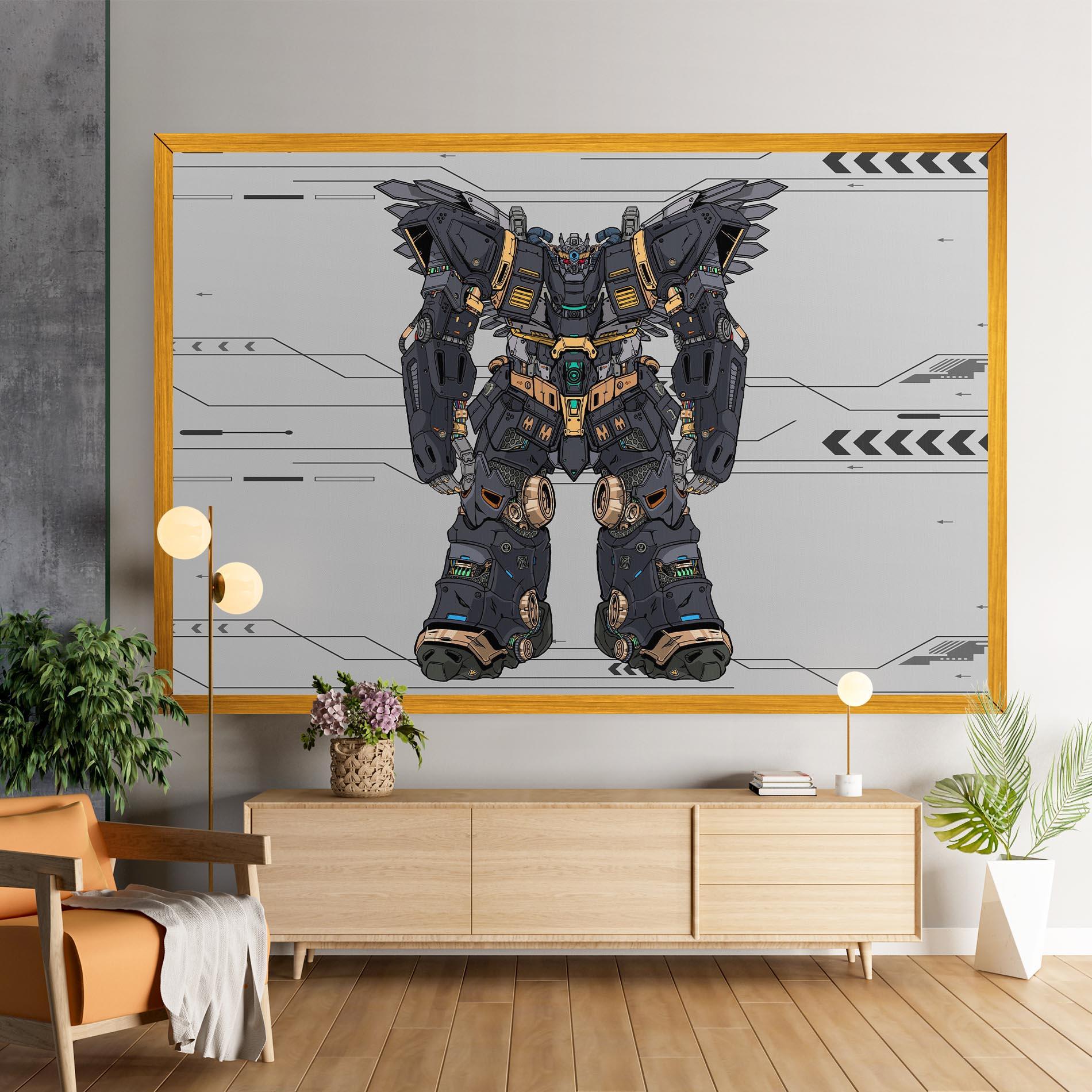 Tablou Canvas Grey Yelloy Robot mockup 9