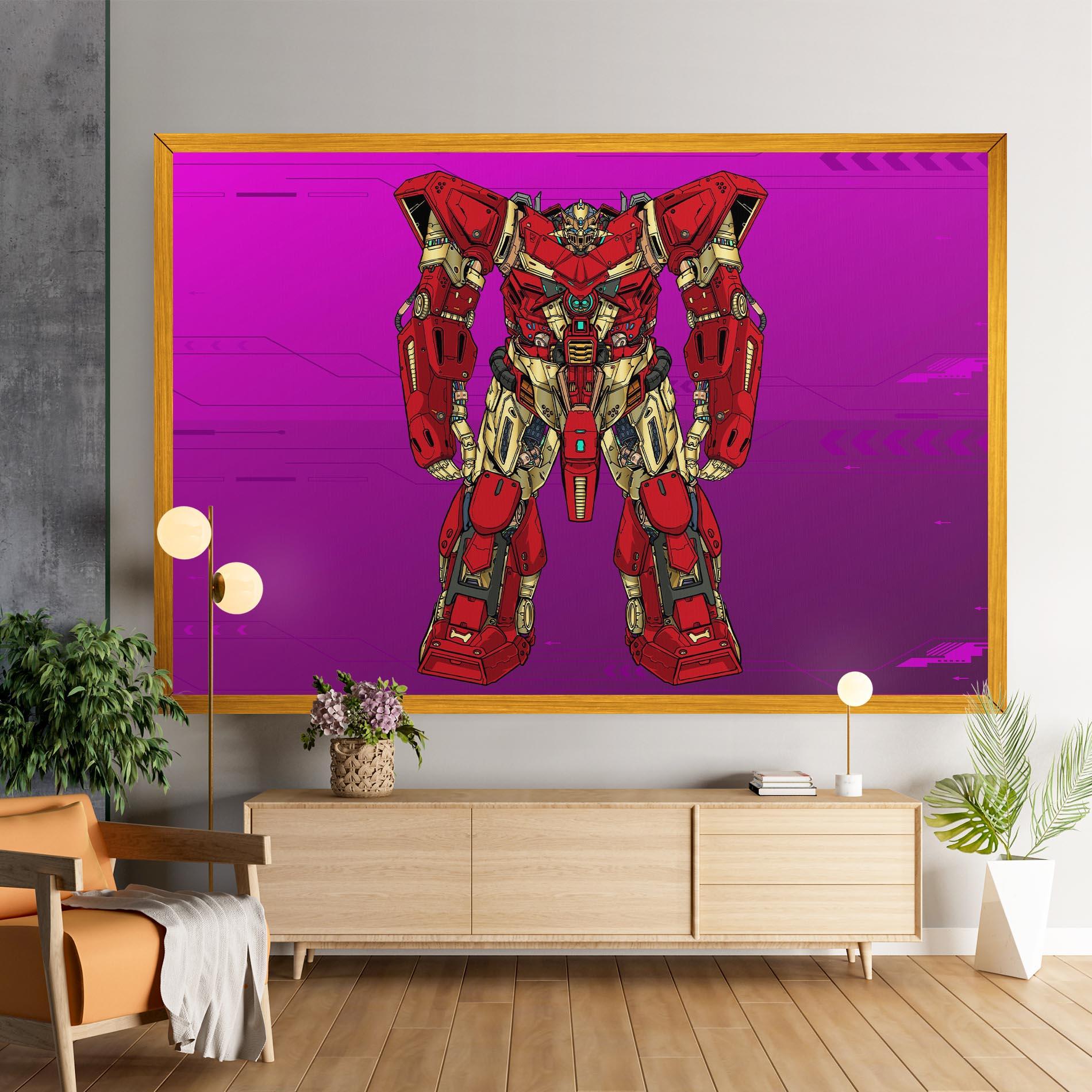 Tablou Canvas Red Cream Robot mockup 9