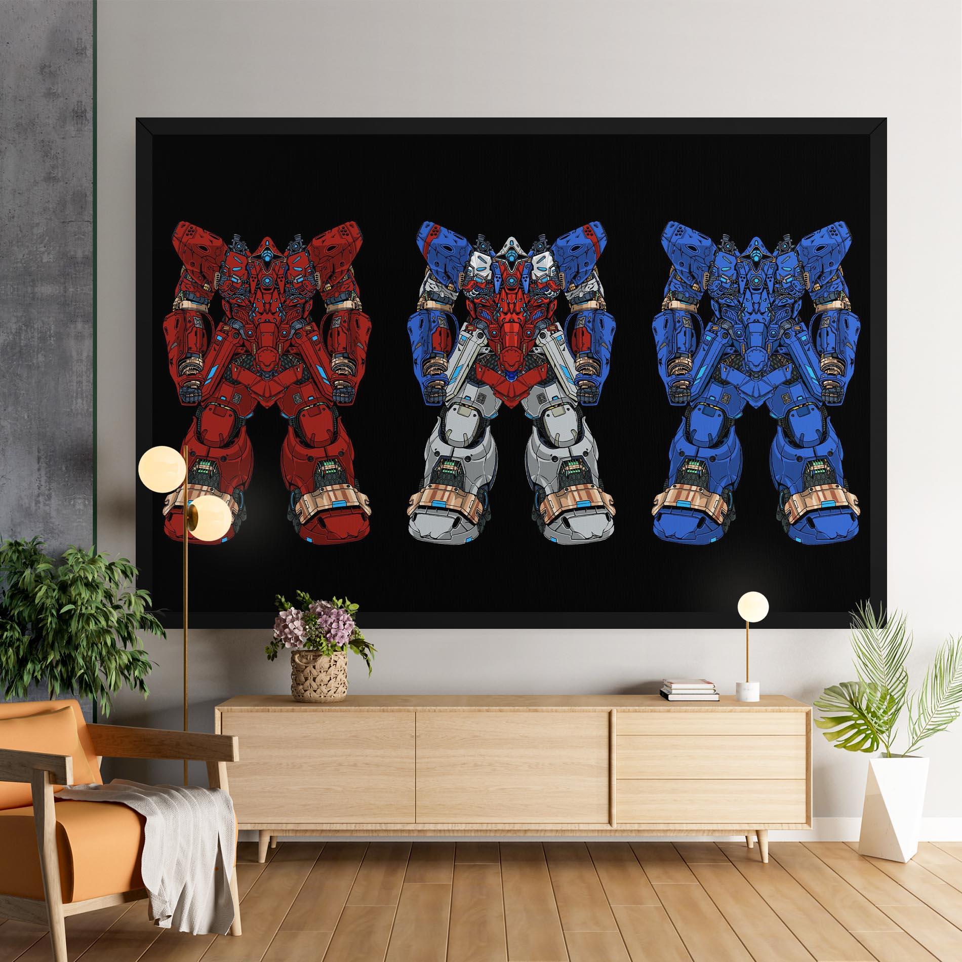 Tablou Canvas Blue Red Robots mockup 9