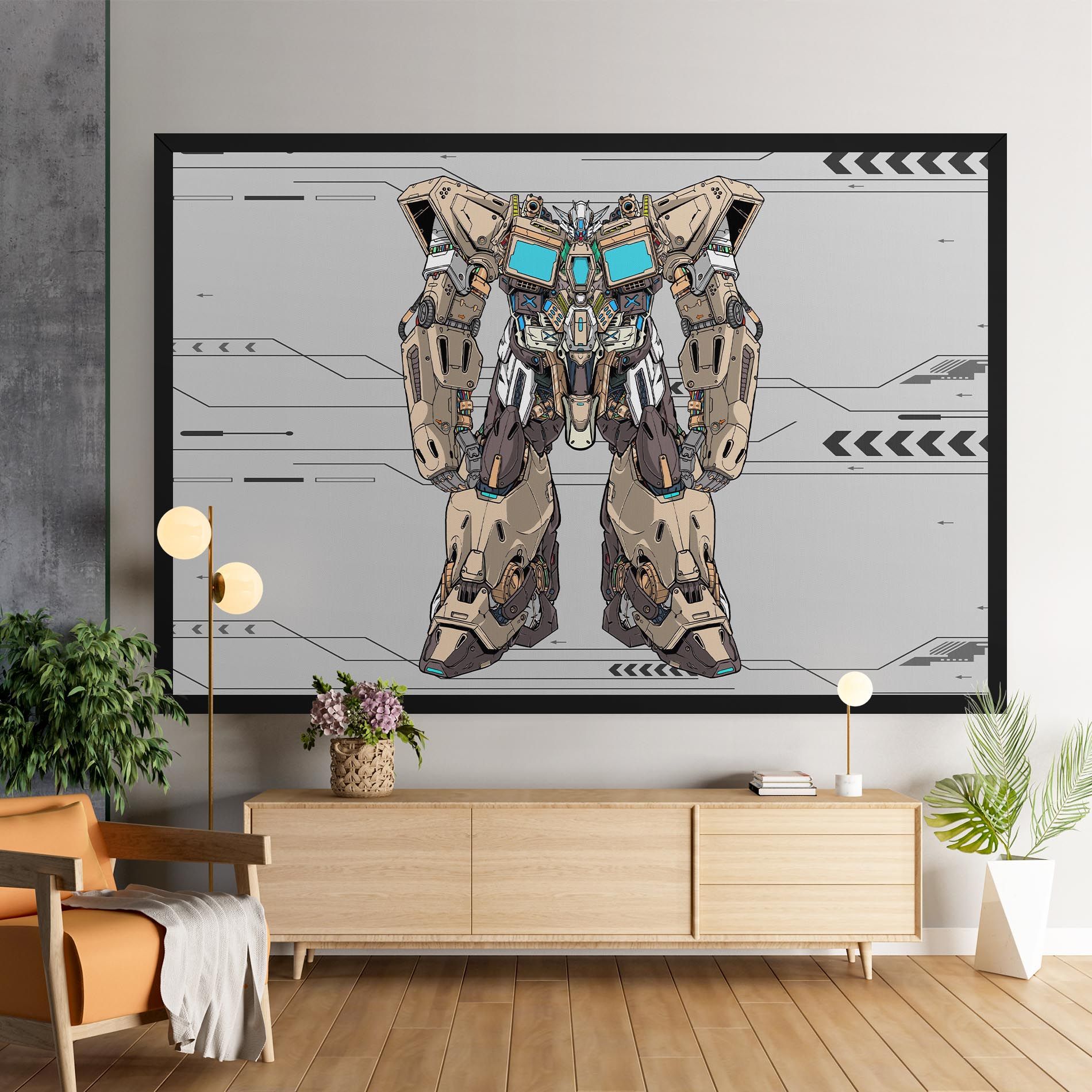 Cream Blue Robot mockup 9