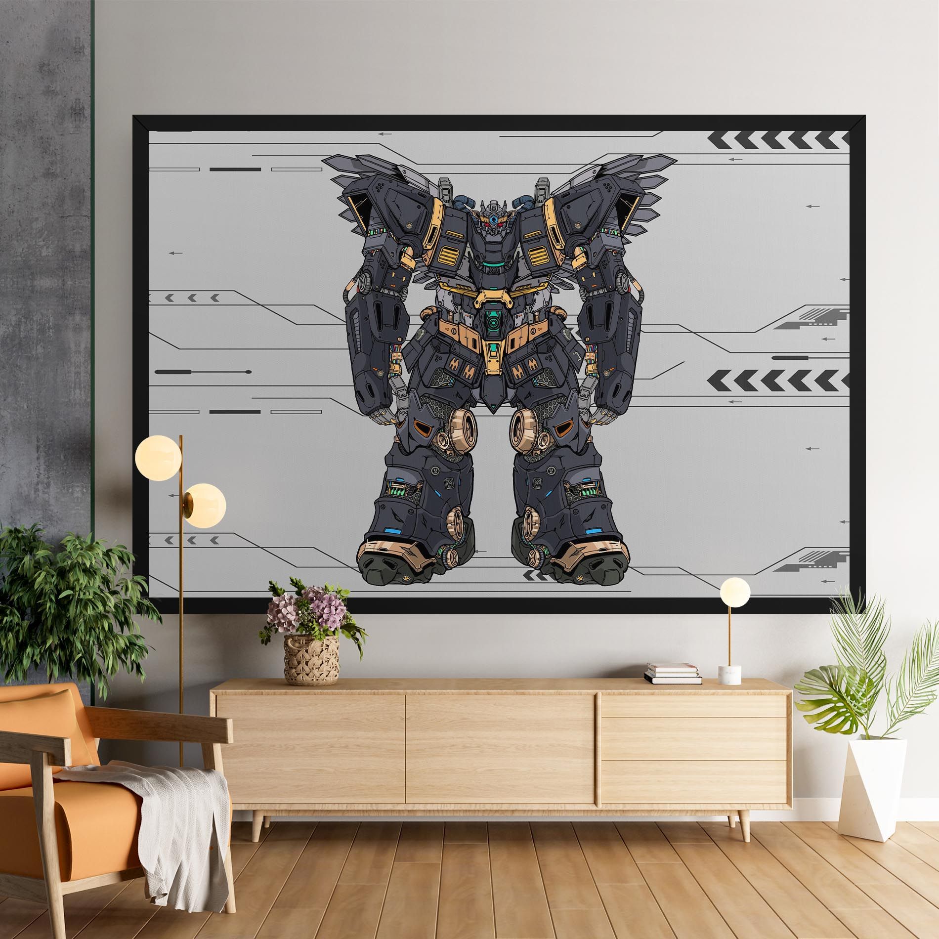 Grey Yelloy Robot mockup 9