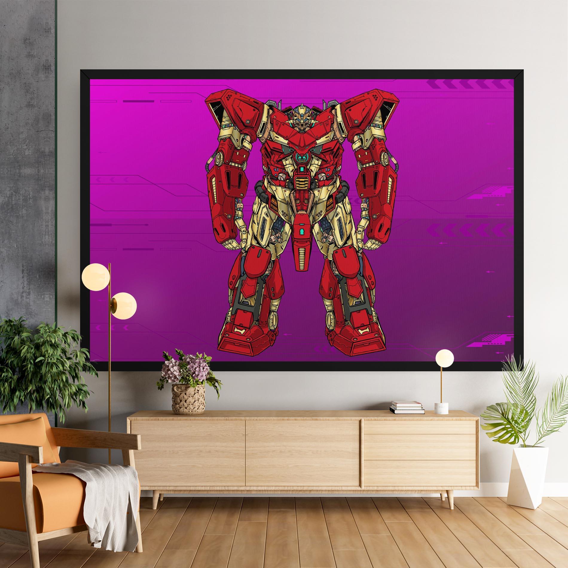 Tablou Canvas Red Cream Robot mockup 9