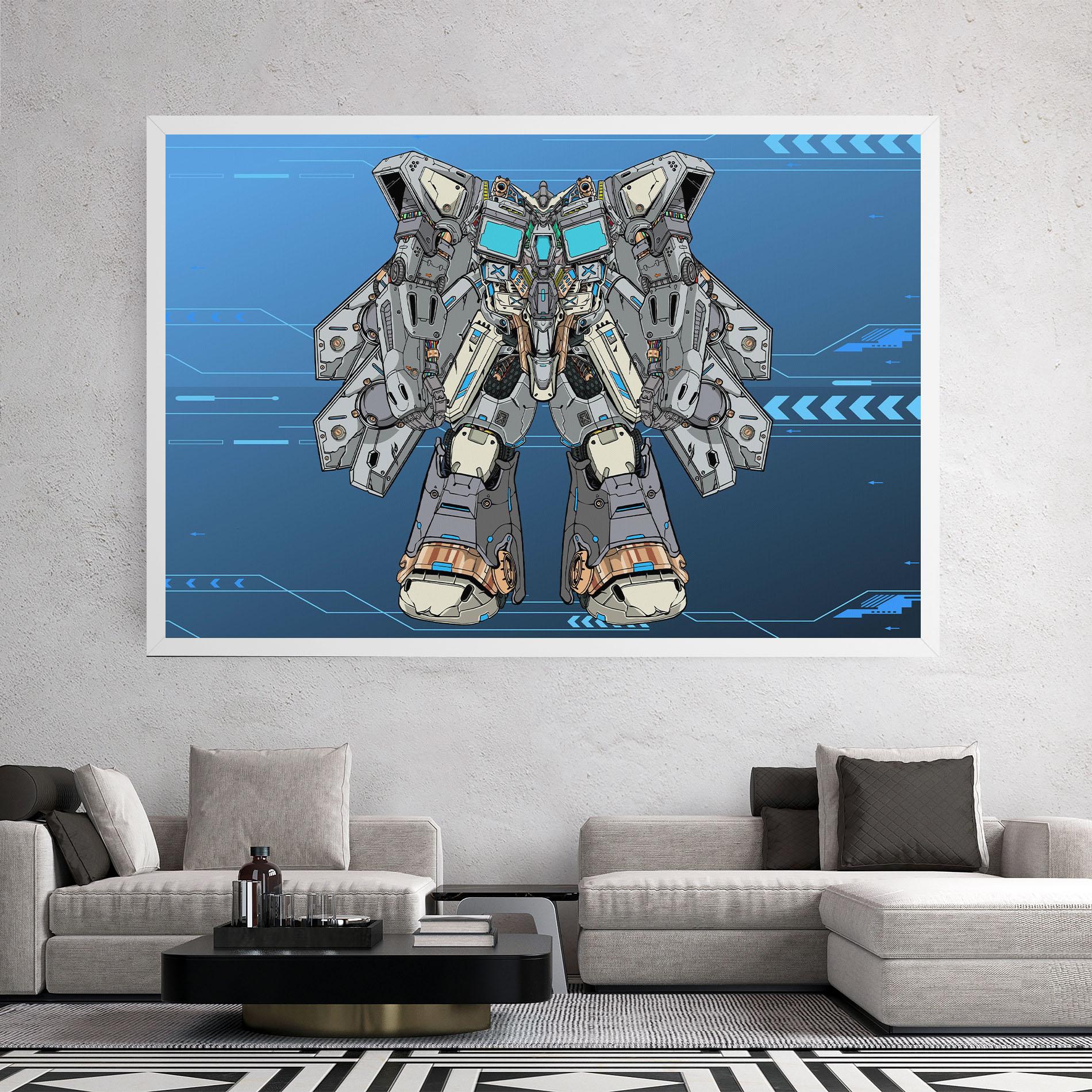 Tablou Canvas Blue Grey Robot mockup 2