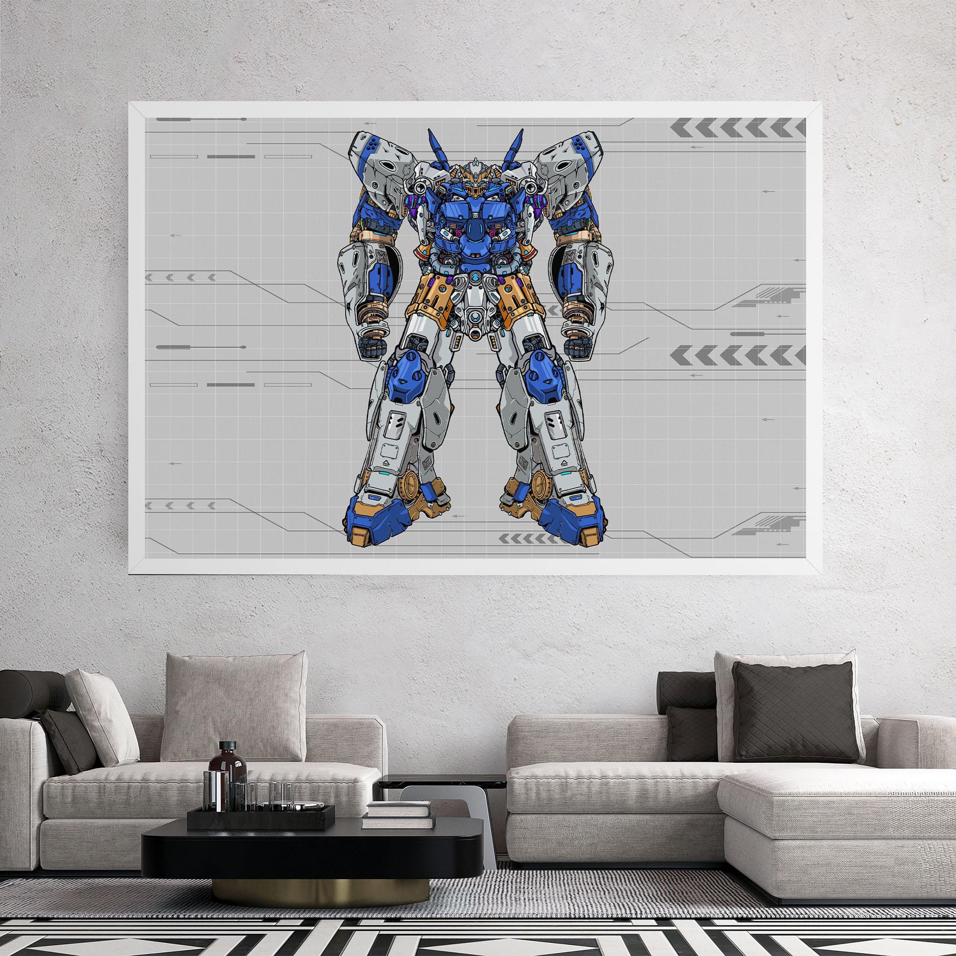 Tablou Canvas Blue Yellow Robot mockup 2