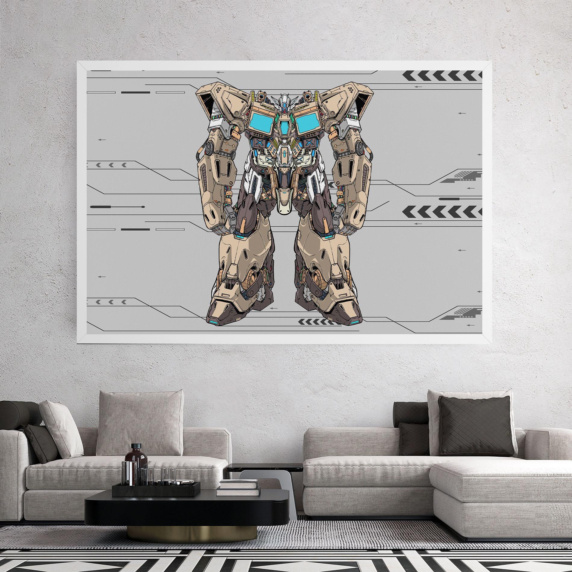 Tablou Canvas Cream Blue Robot mockup 2