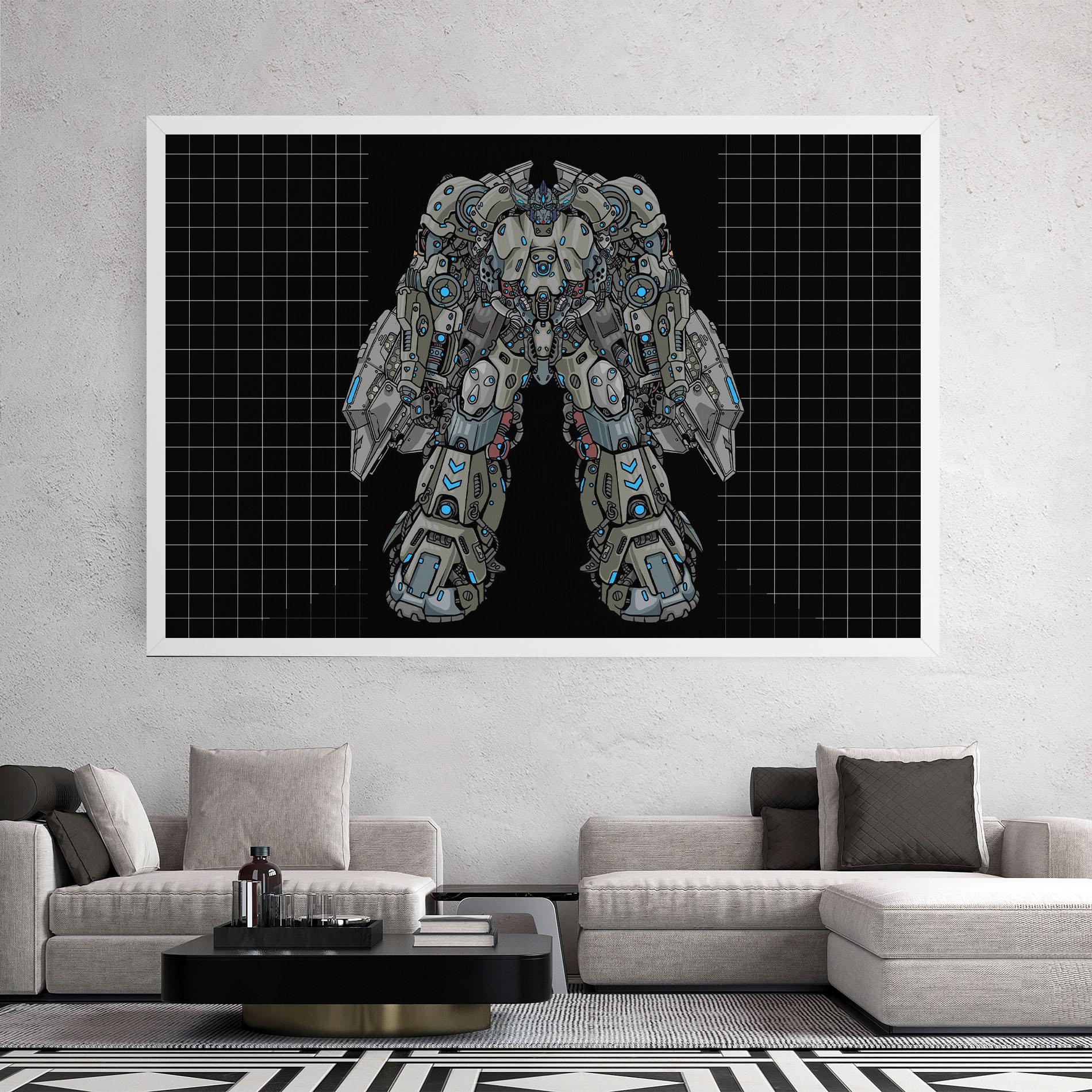 Tablou Canvas Grey Blue Robot mockup 2