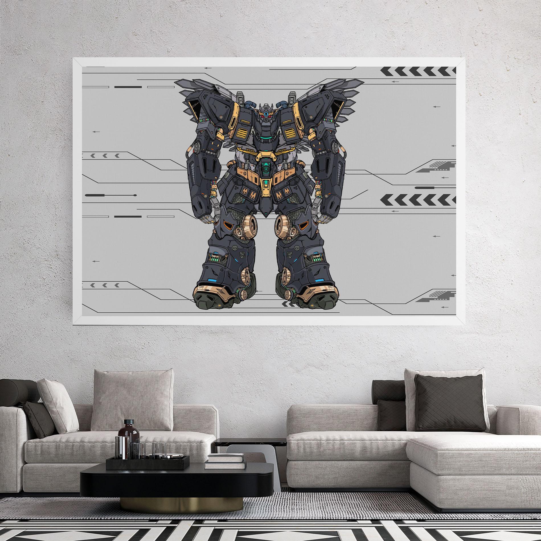 Tablou Canvas Grey Yelloy Robot mockup 2