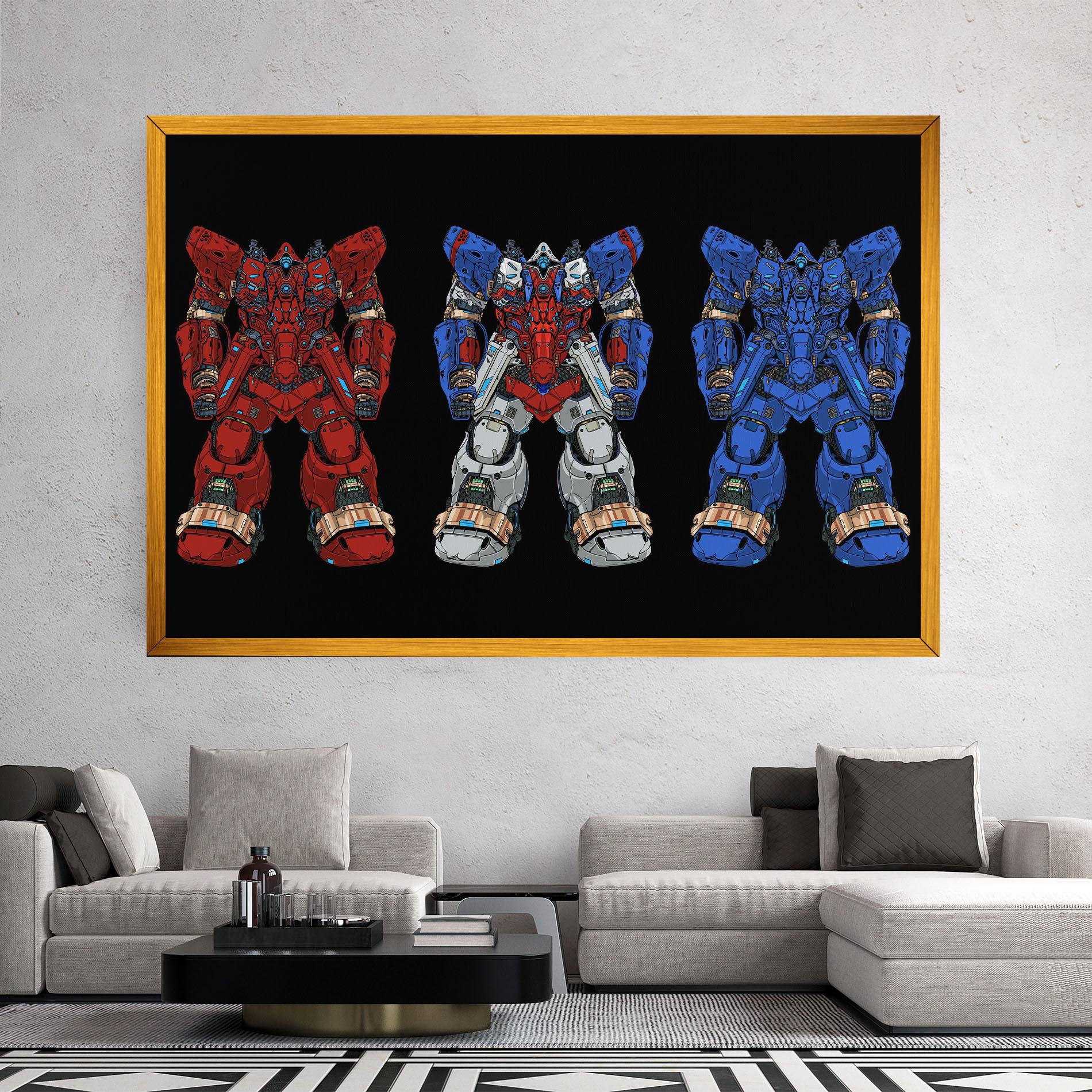Tablou Canvas Blue Red Robots mockup 2