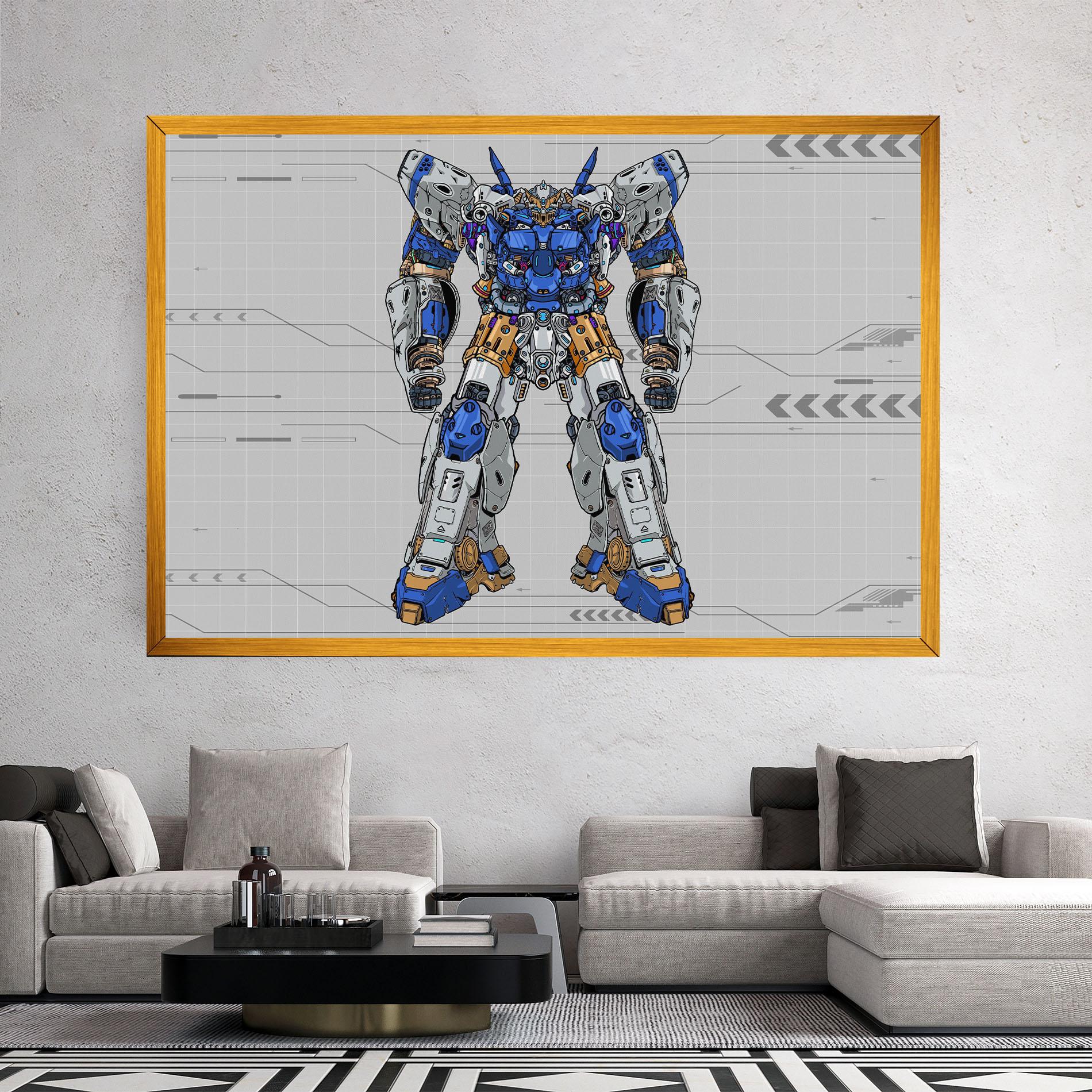 Tablou Canvas Blue Yellow Robot mockup 2