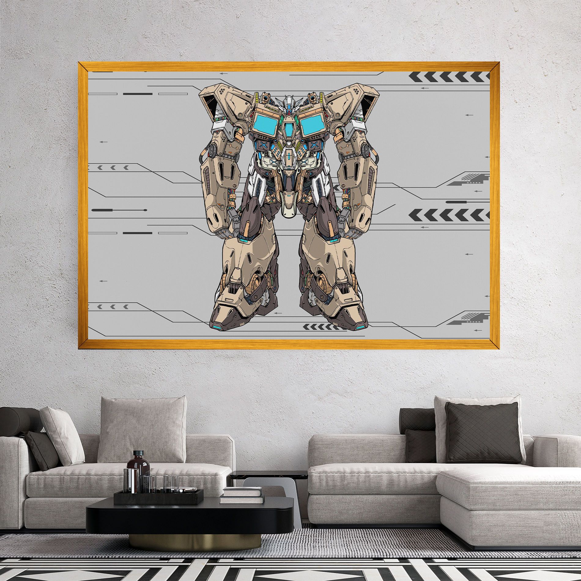 Cream Blue Robot mockup 2