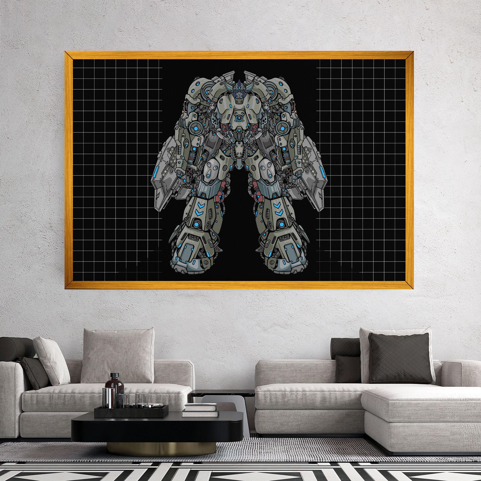 Tablou Canvas Grey Blue Robot mockup 2