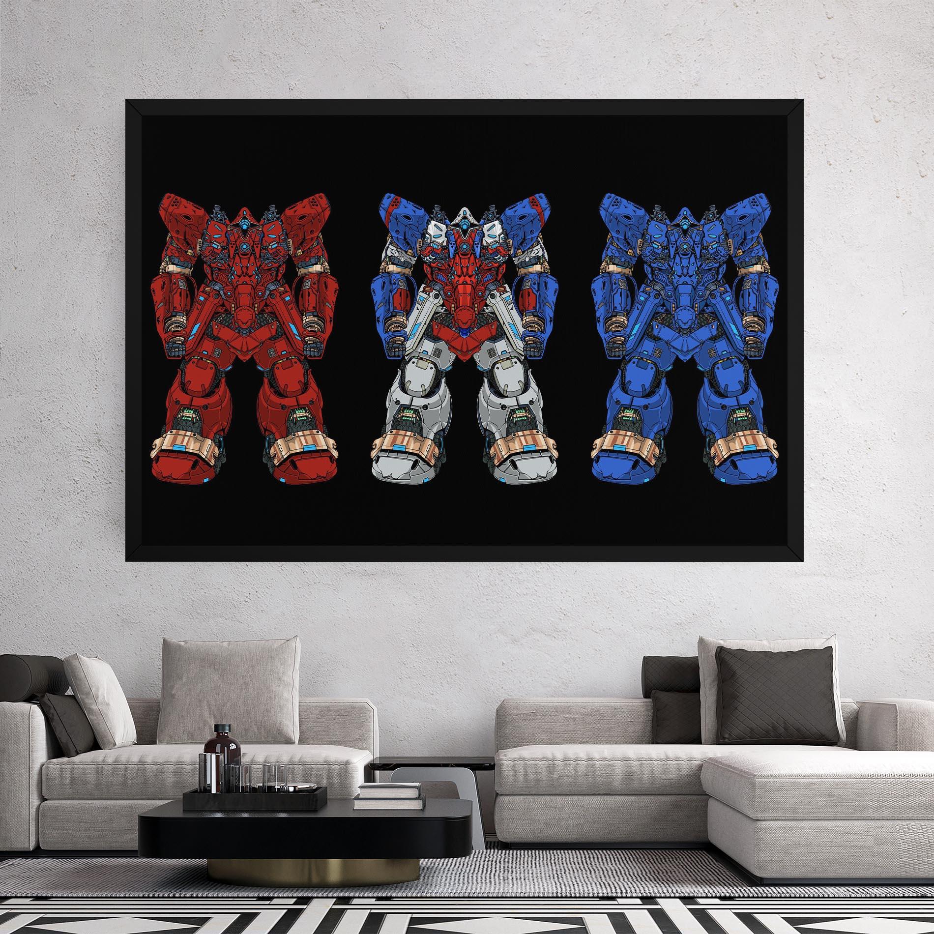 Tablou Canvas Blue Red Robots mockup 2