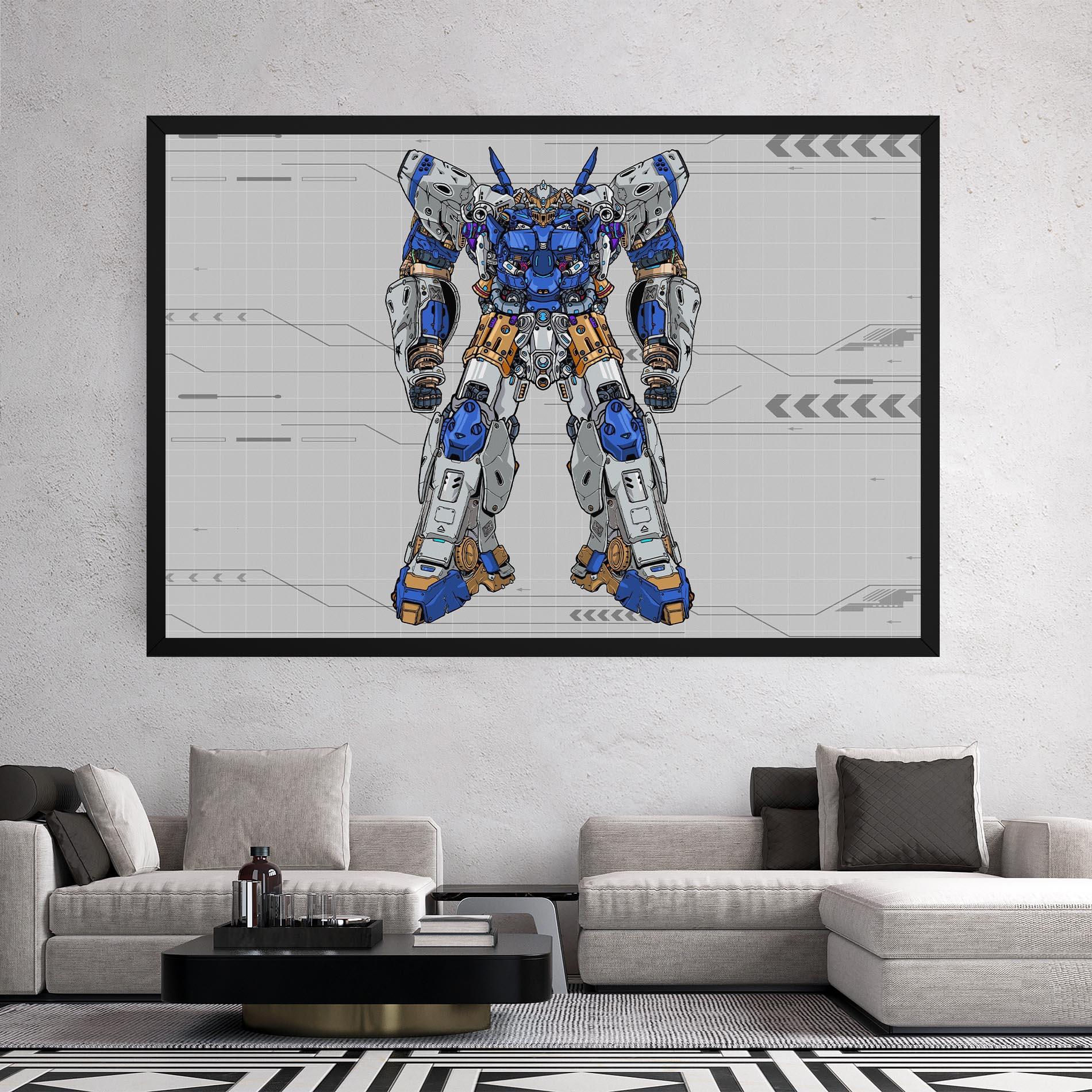 Tablou Canvas Blue Yellow Robot mockup 2