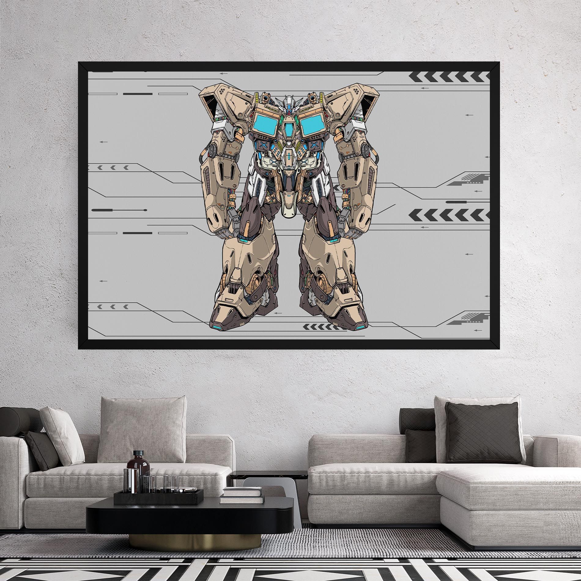 Cream Blue Robot mockup 2