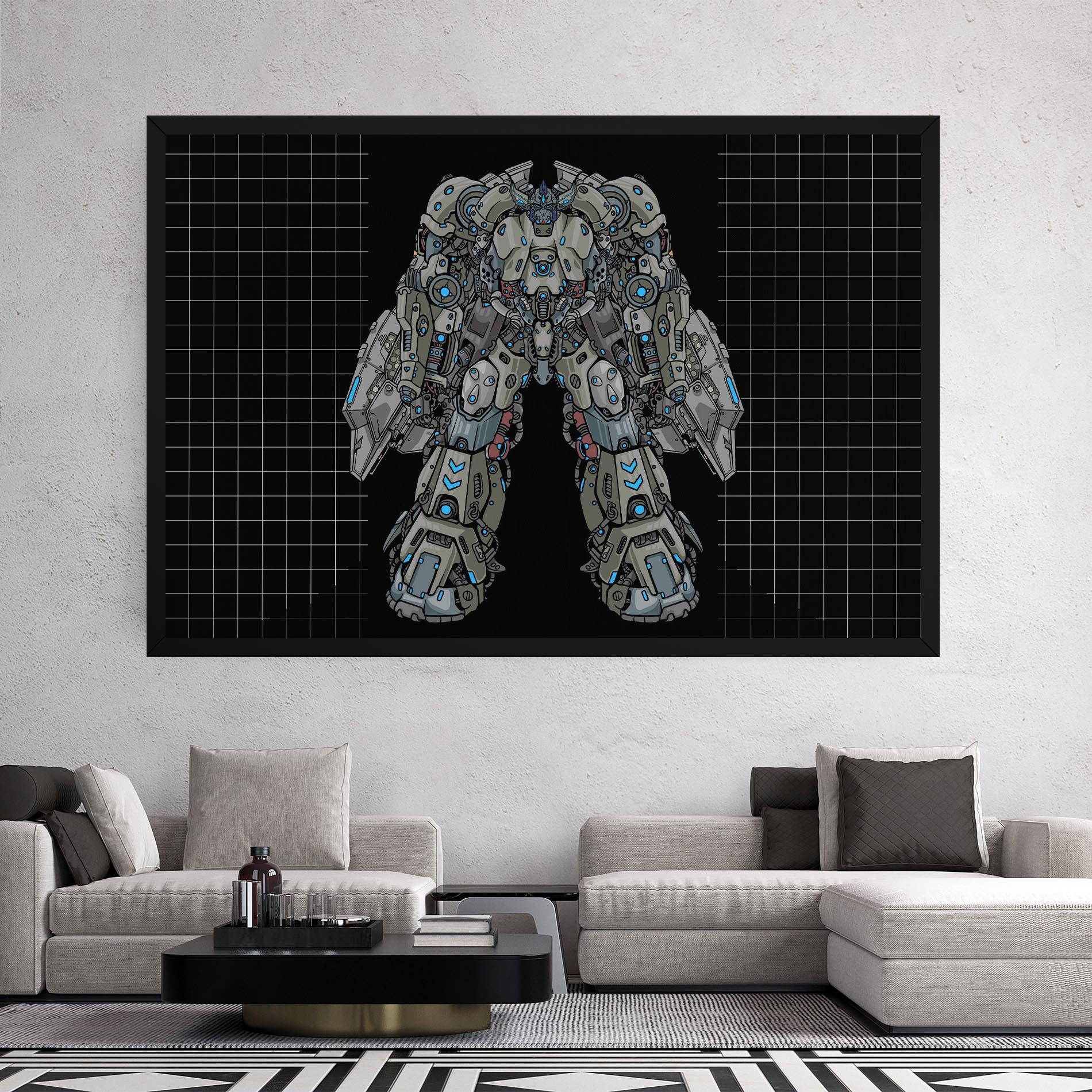 Tablou Canvas Grey Blue Robot mockup 2