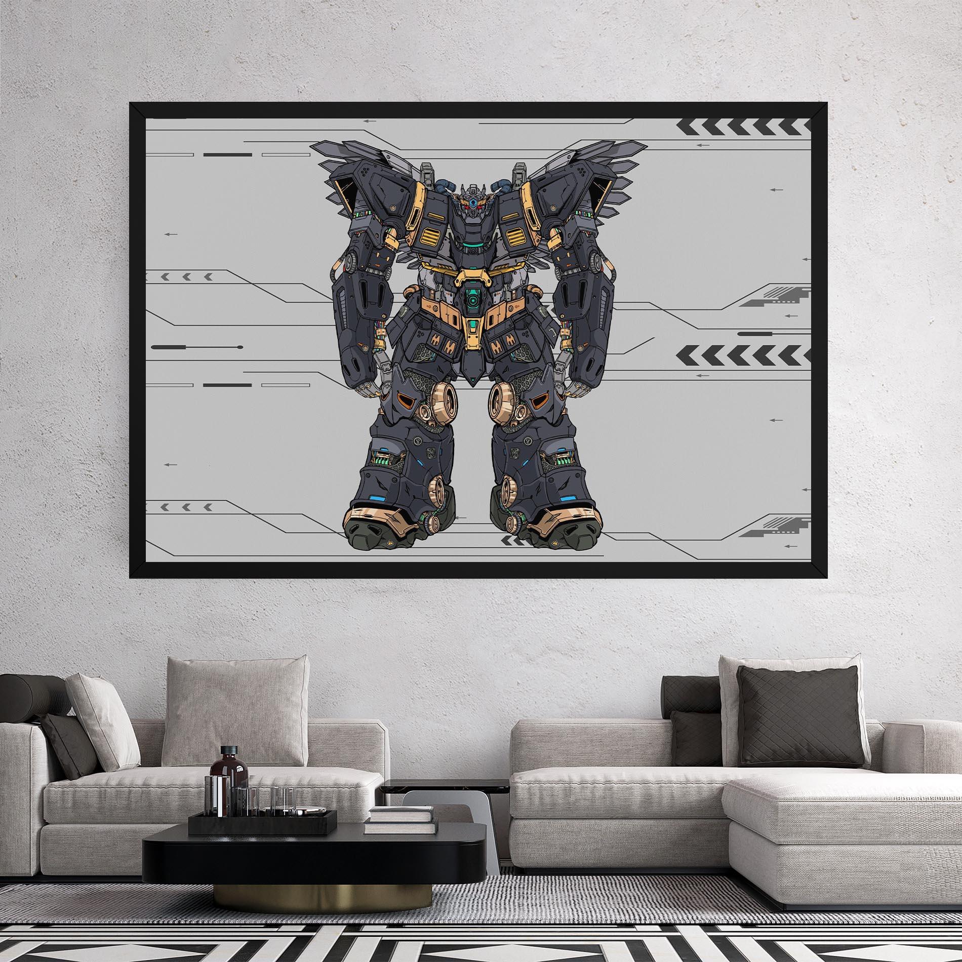 Tablou Canvas Grey Yelloy Robot mockup 2