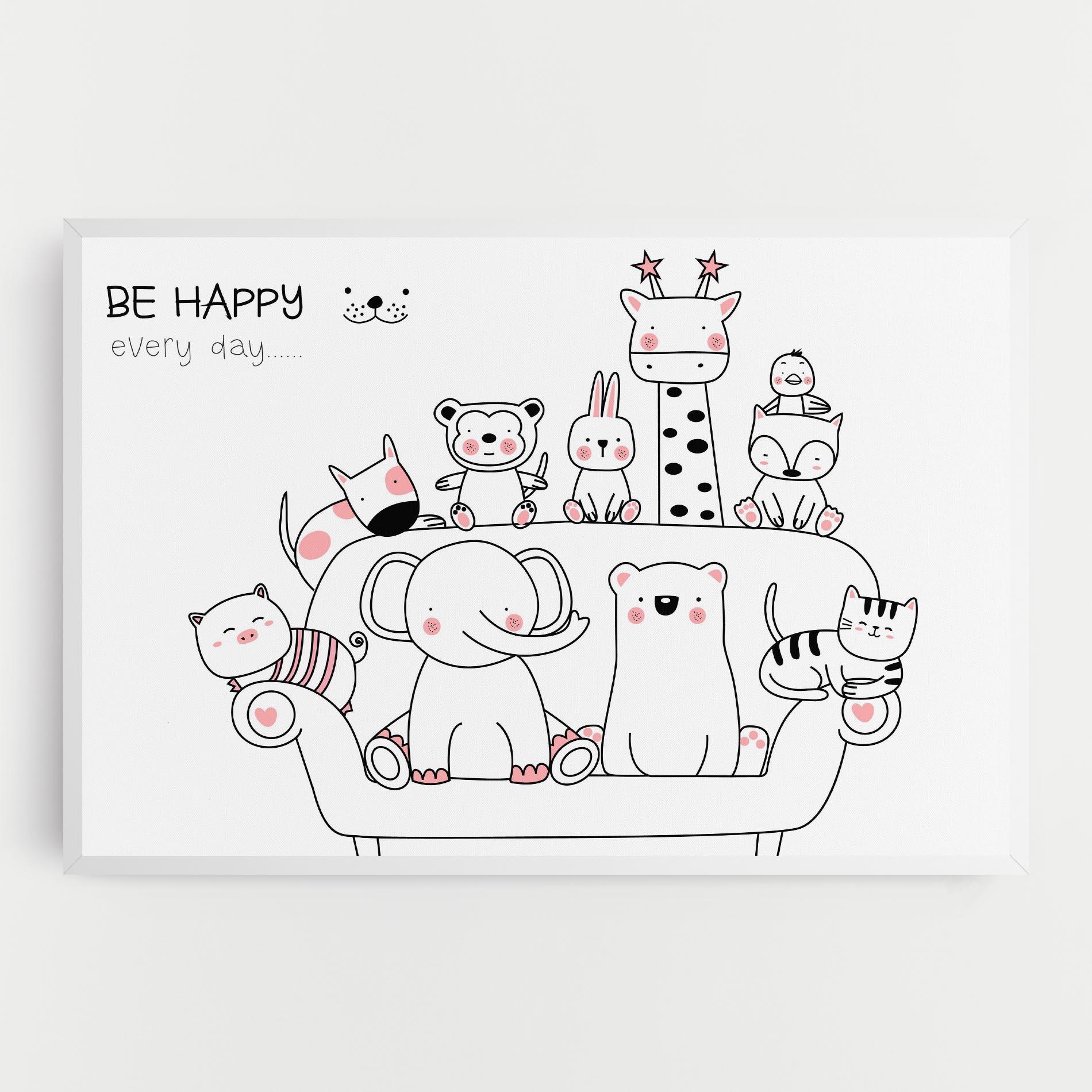 Tablou Canvas Be Happy Animals mockup 0